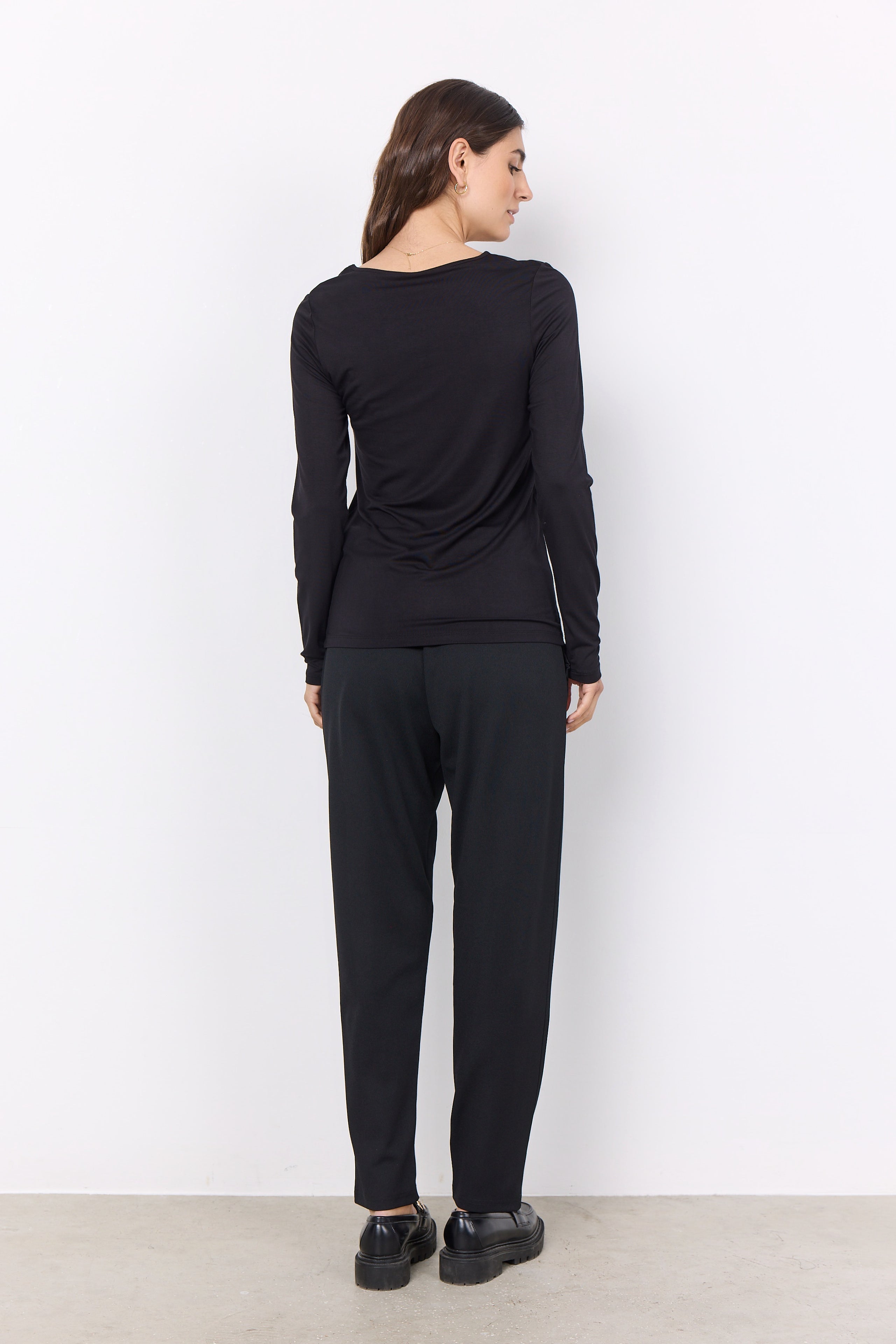 Back view of Soya Concept (26002) - Women's Marcia Long Sleeve Round Neck  Top in Black