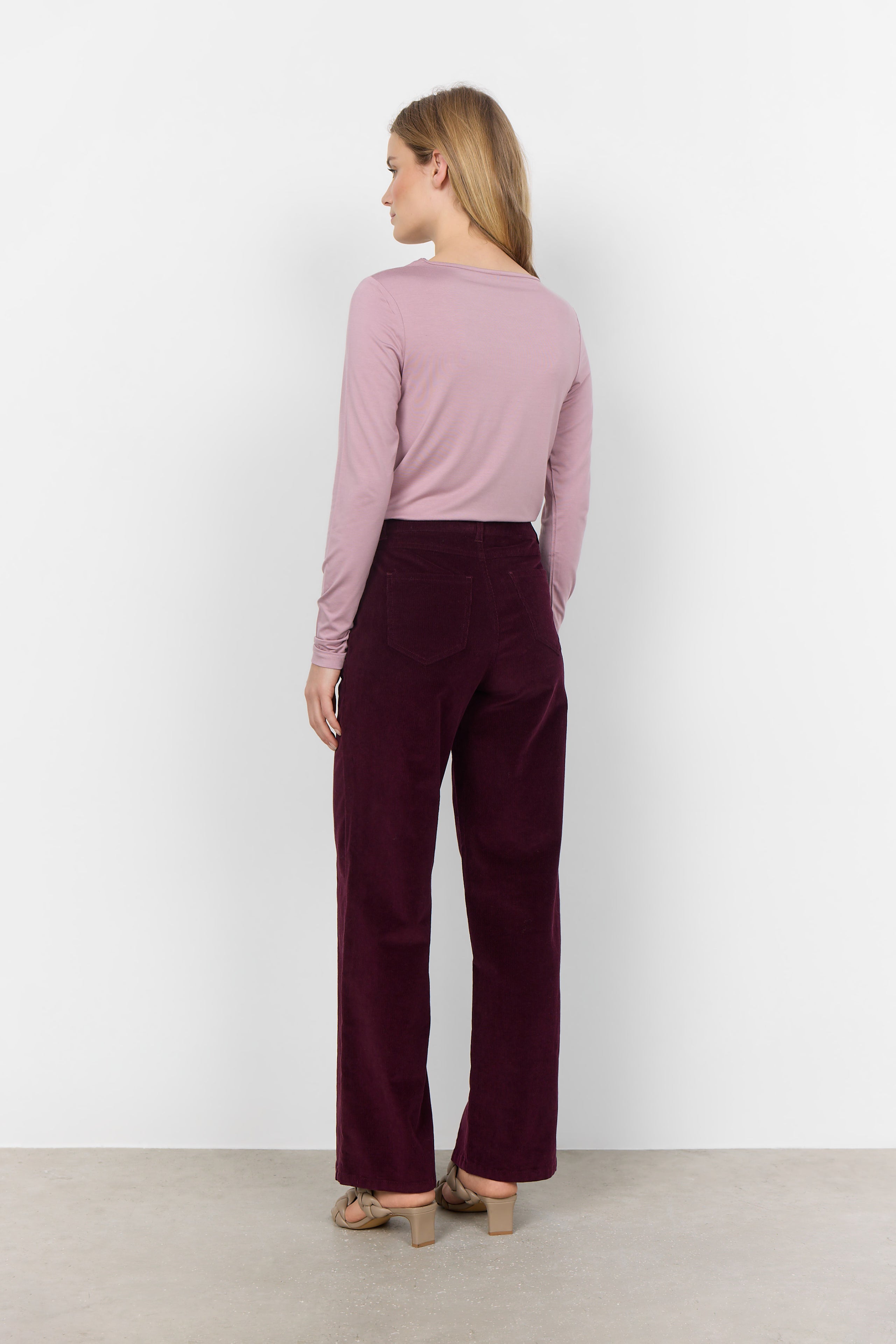 Back view of Soya Concept (26002) - Women's Marcia Long Sleeve Round Neck  Top in Woodrose Pink