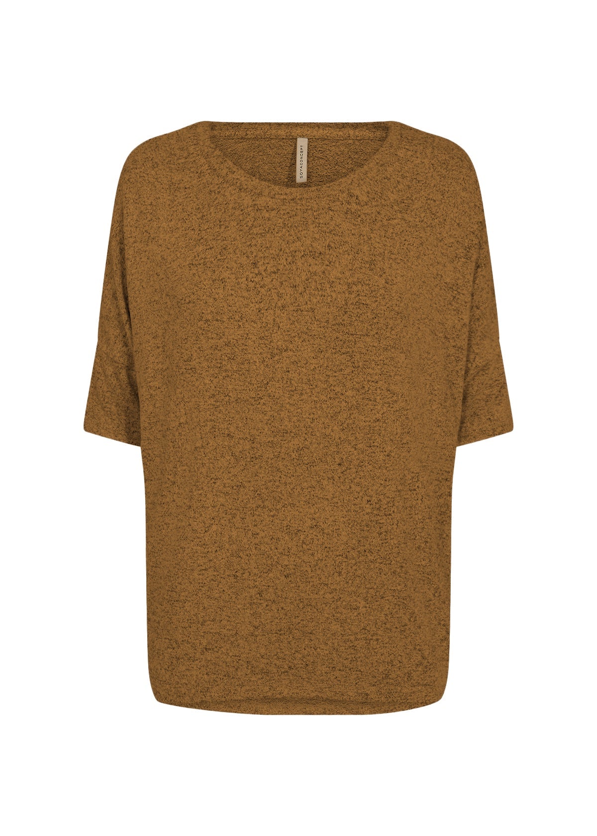 Soya Concept (26244) Women's Short Dolman Sleeve Brushed Top in Brown