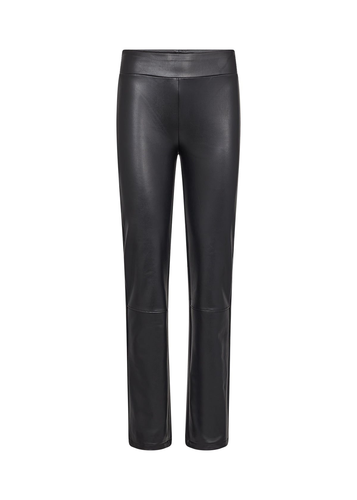 Soya Concept (26591) Women's High Waisted Straight Leg Pleather Pants in Black