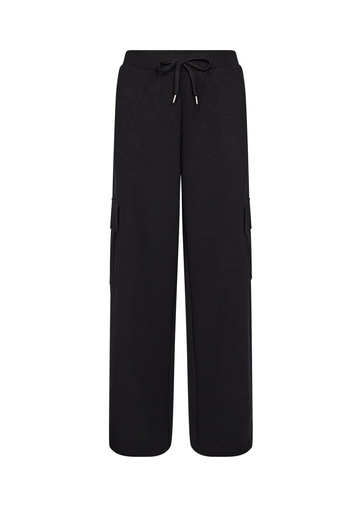 Soya Concept (26601) Women's Wide Leg Modal Cargo Pants with Front Pockets and Side Cargo Pockets in Black