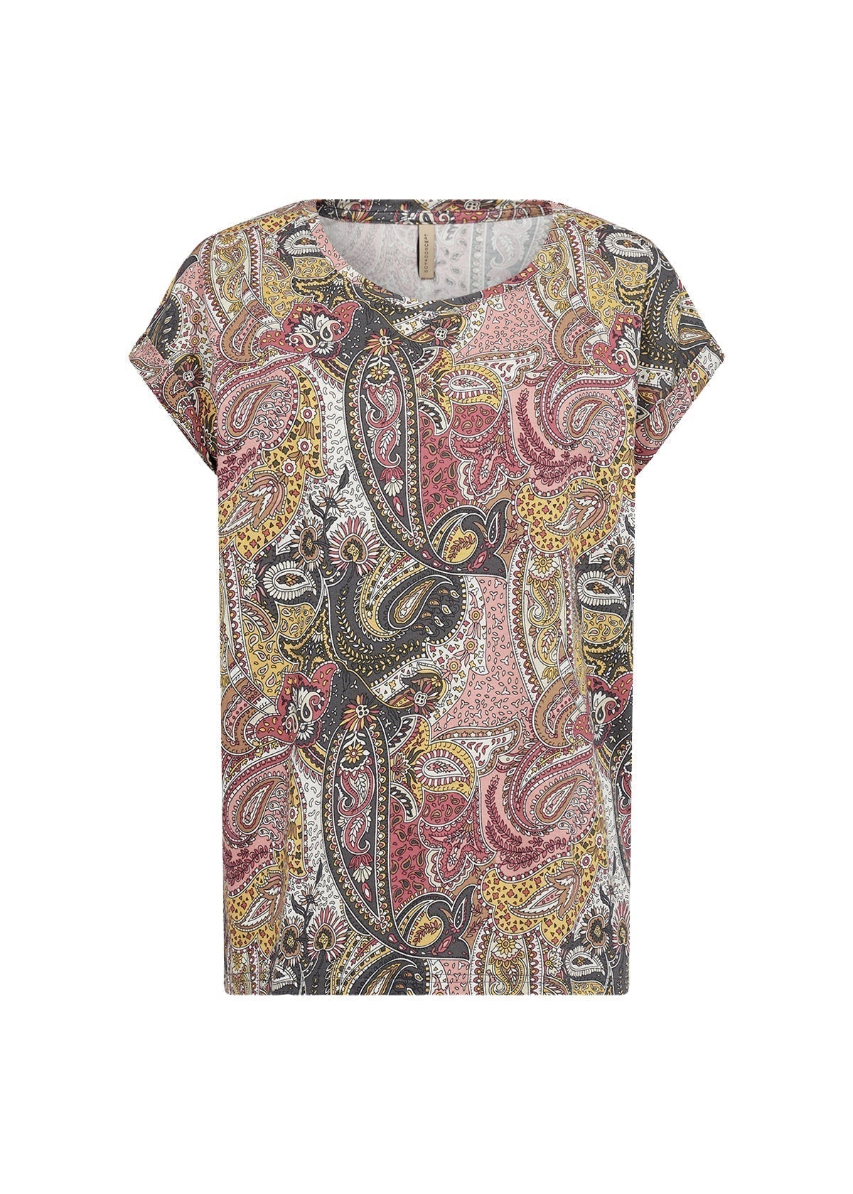 Soya Concept (26612) Women's Short Dolman Sleeve Pink Paisley T-shirt