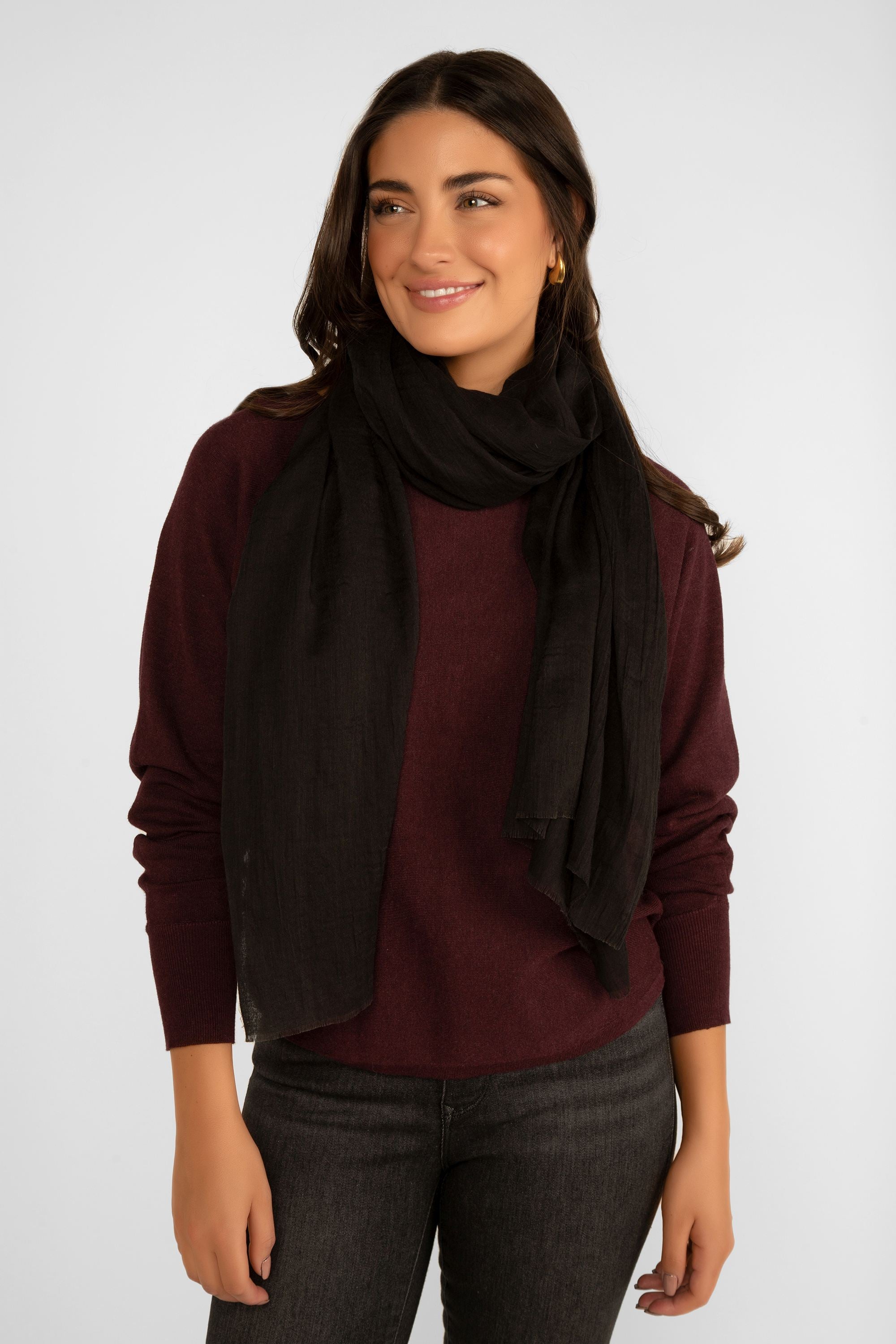 Echo (EE0019) Women's Sustainable Crinkle Wrap Scarf in Black