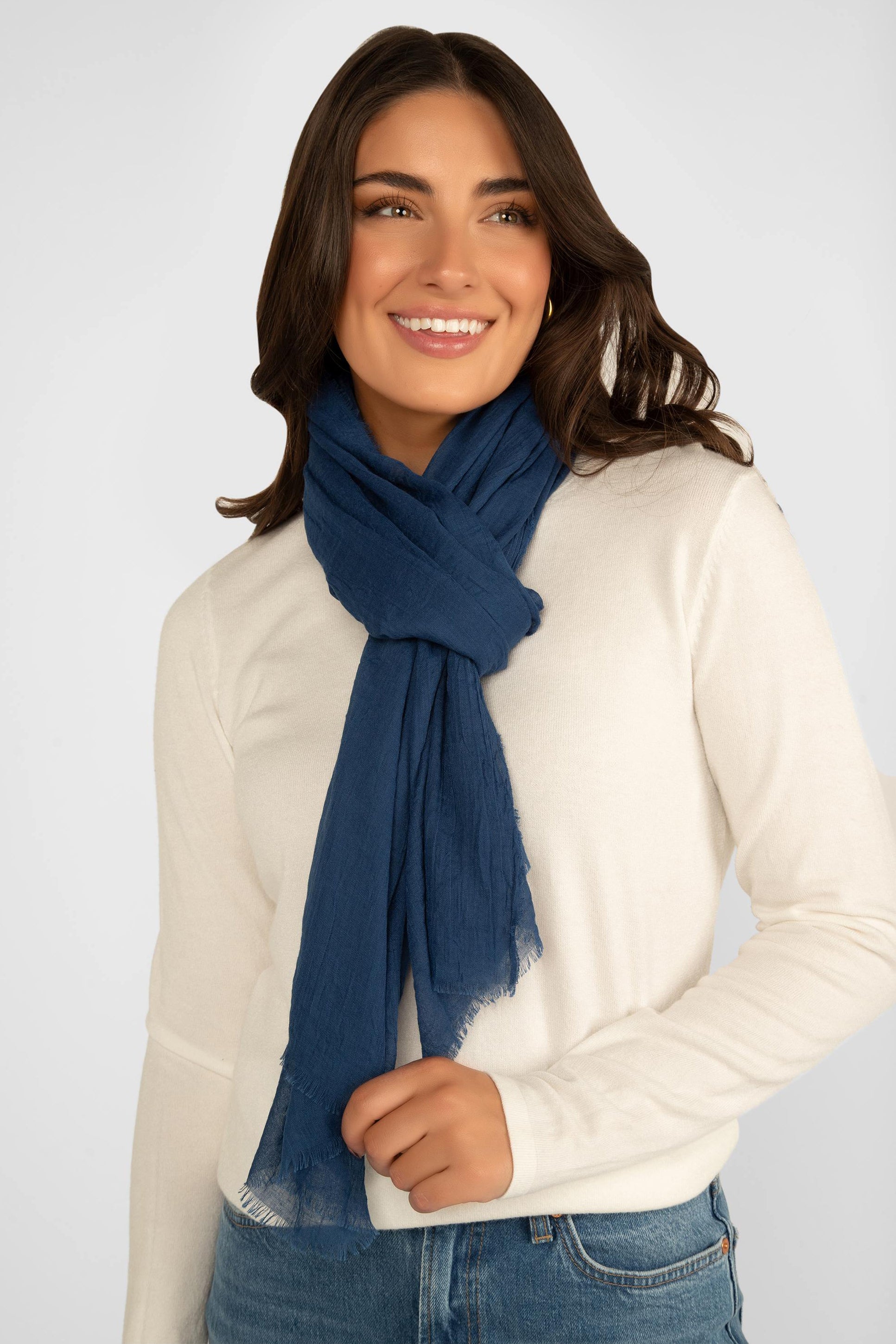 Echo (EE0019) Women's Sustainable Crinkle Wrap Scarf in Blue