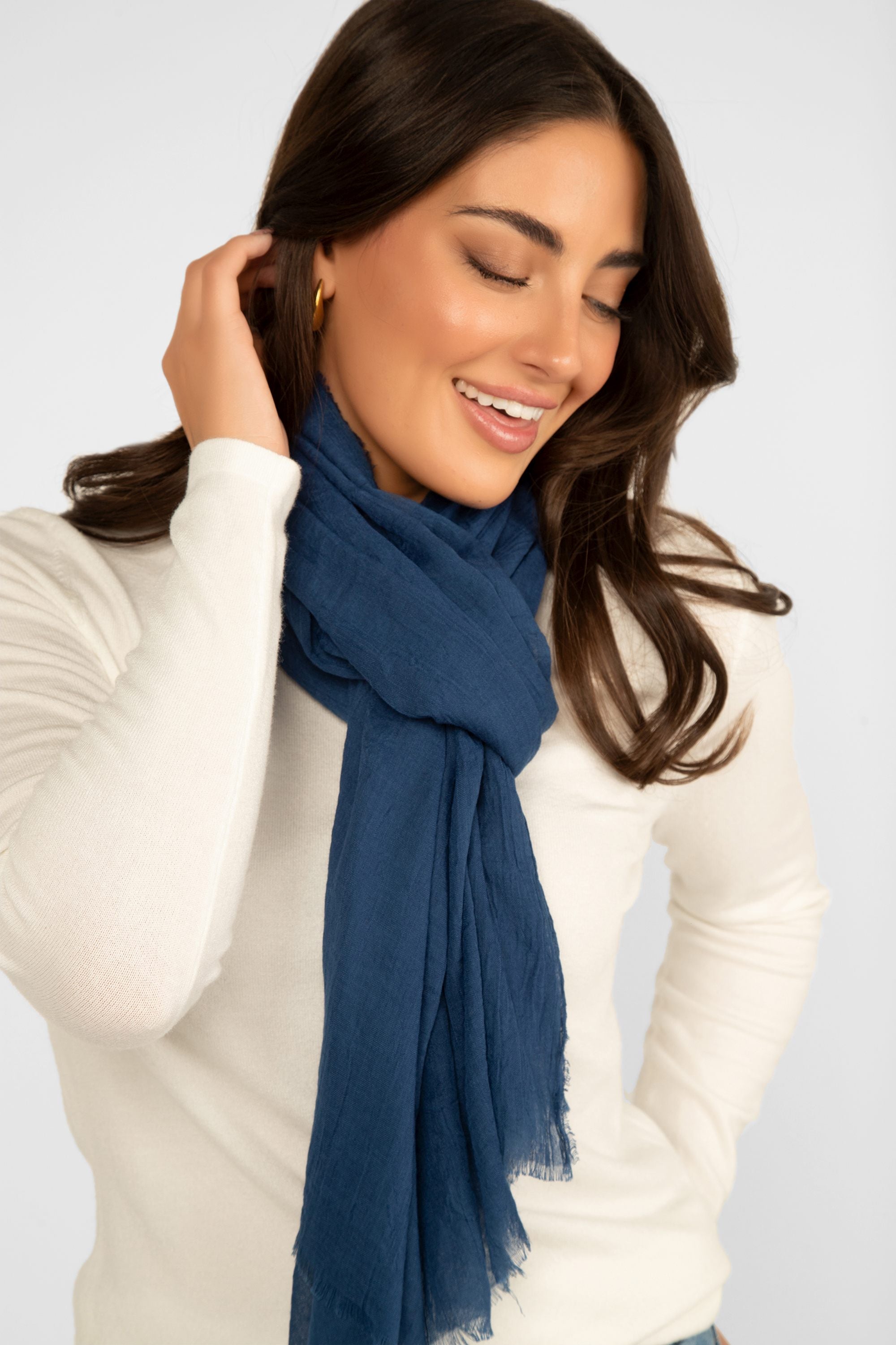 Echo (EE0019) Women's Sustainable Crinkle Wrap Scarf in Blue