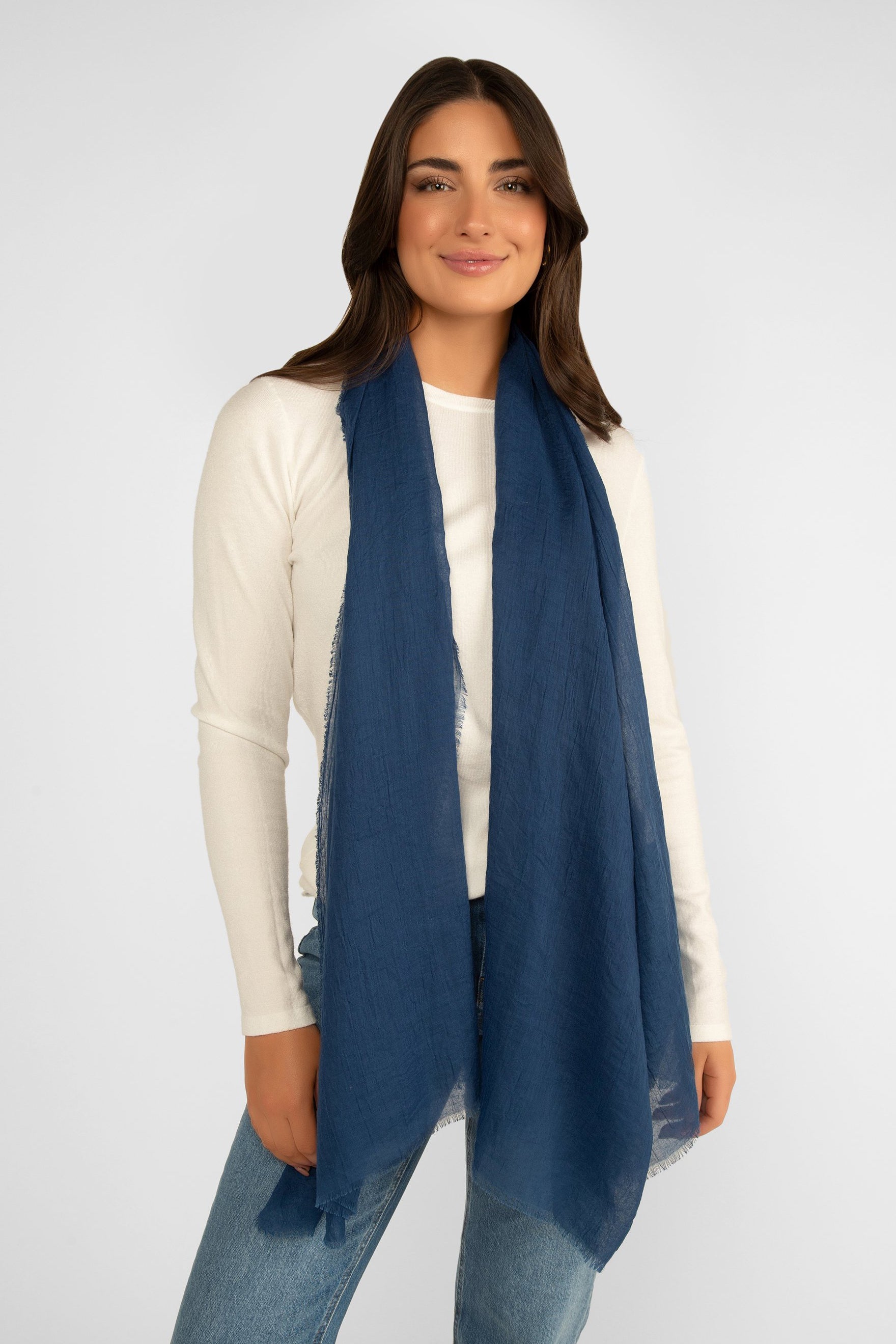 Echo (EE0019) Women's Sustainable Crinkle Wrap Scarf in Blue