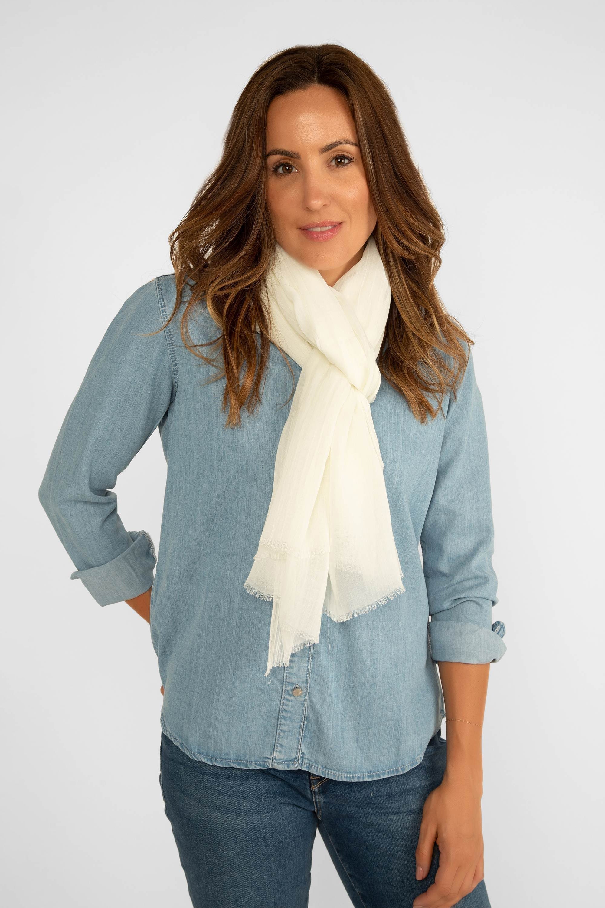 Echo (EE0019) Women's Sustainable Crinkle Wrap Scarf in Cream