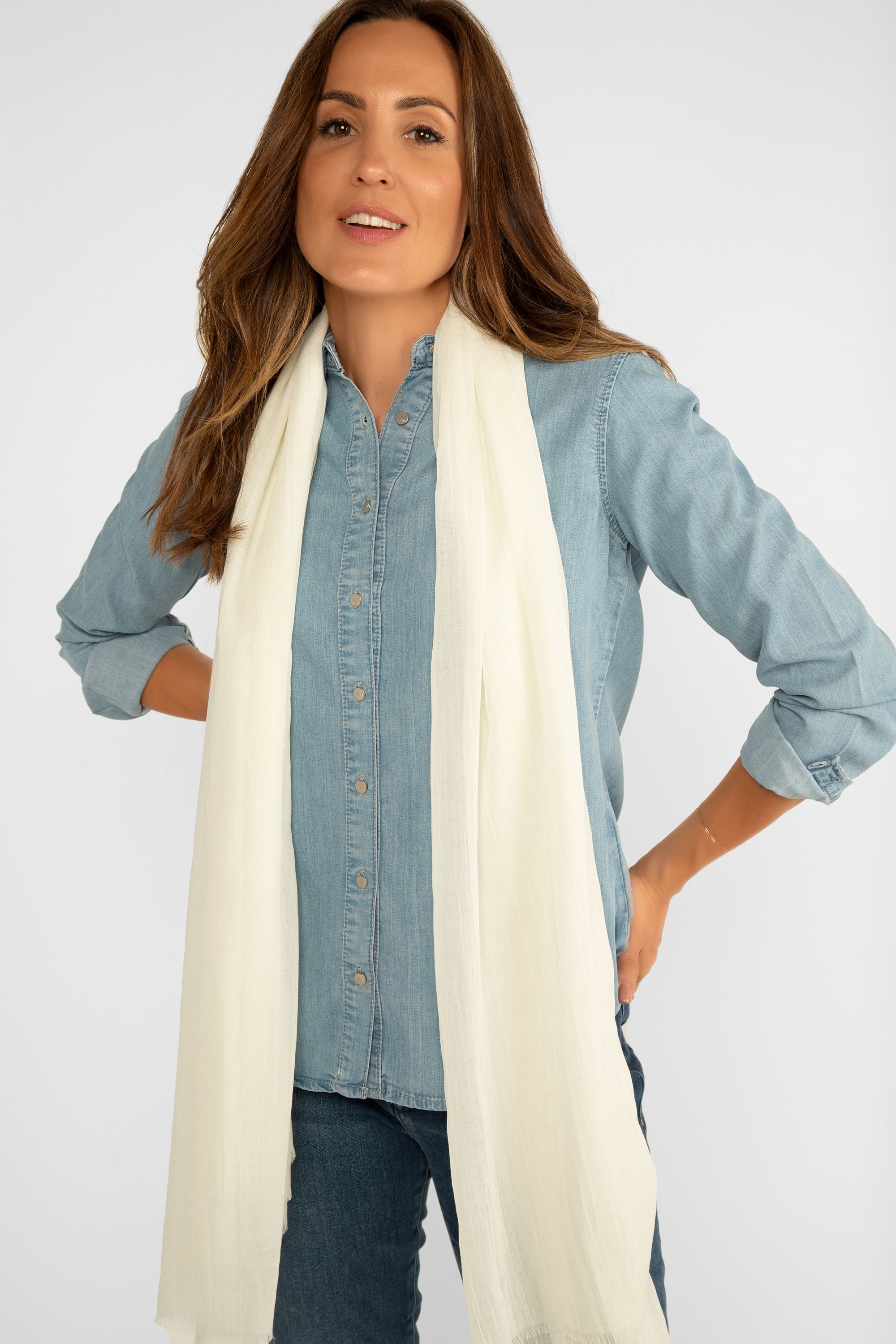 Echo (EE0019) Women's Sustainable Crinkle Wrap Scarf in Cream