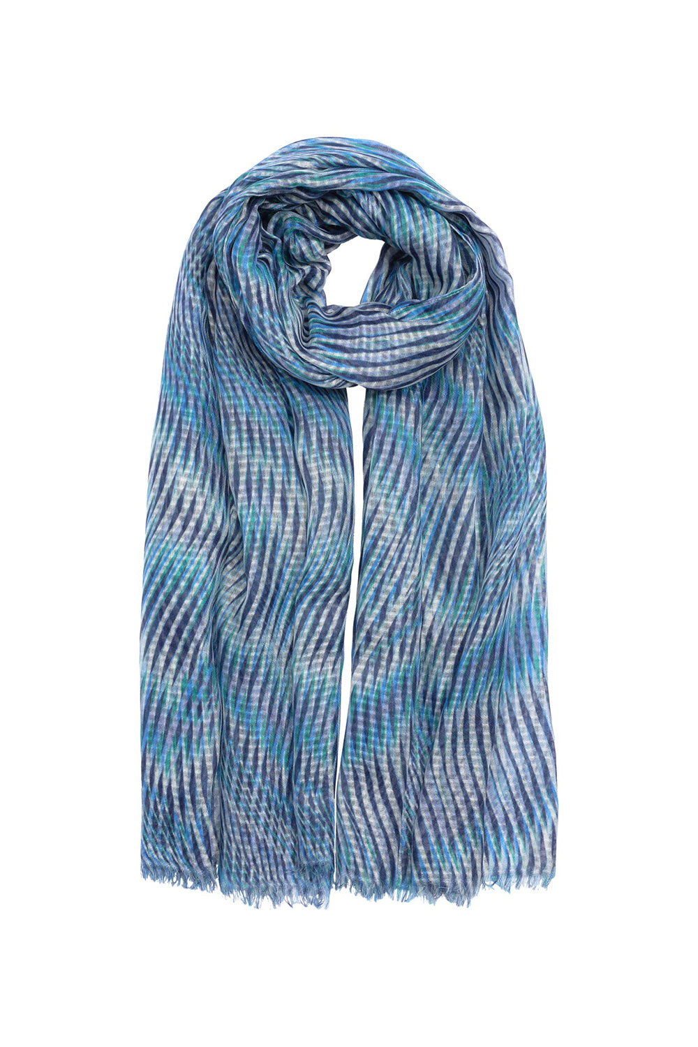 Echo (EN1392) Women's Blue Wave Wrap Scarf in a Blue Geometric Pint