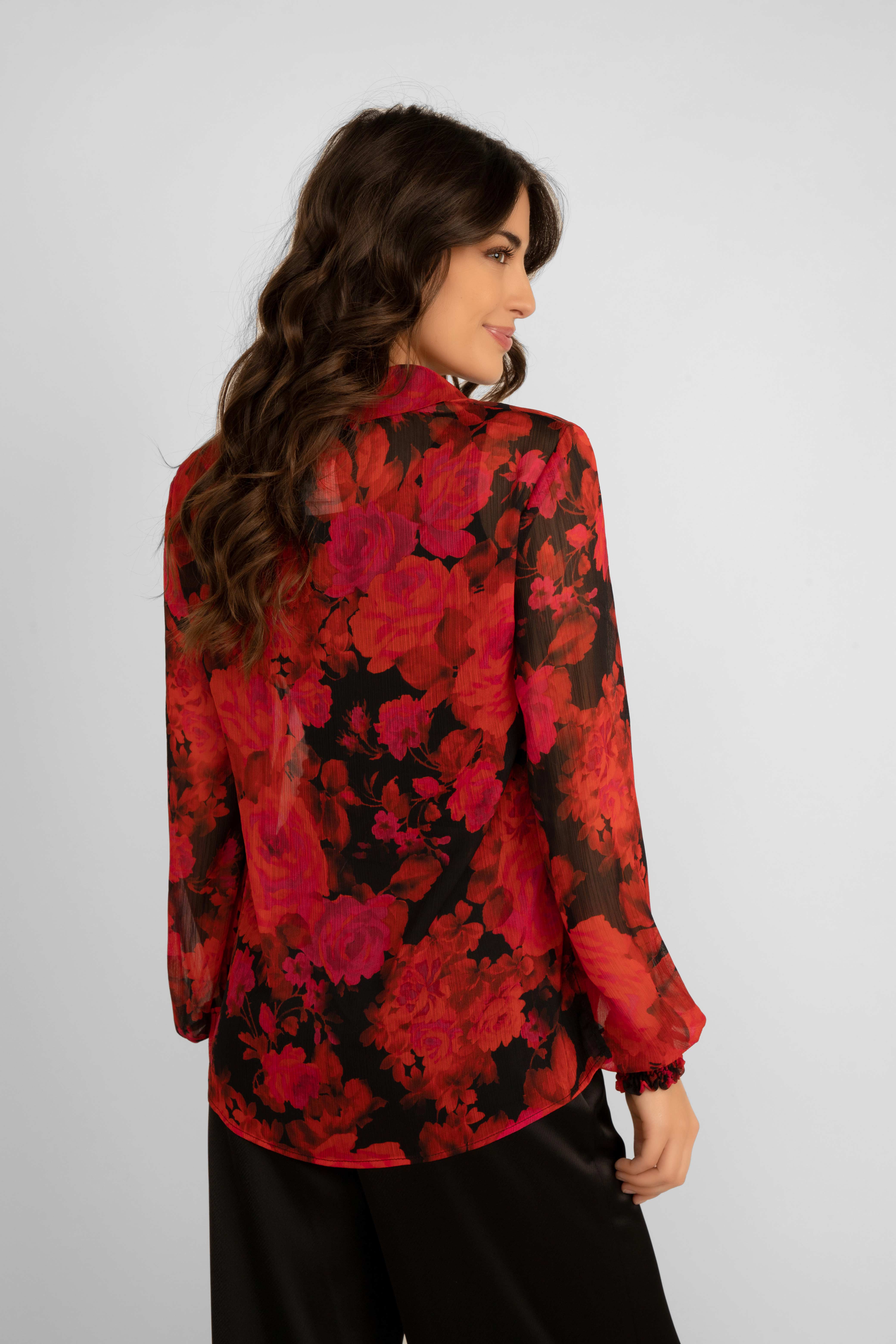 FRANK LYMAN - Sheer Floral Print Open Front Cardigan - Women's Clothing & Accessories 