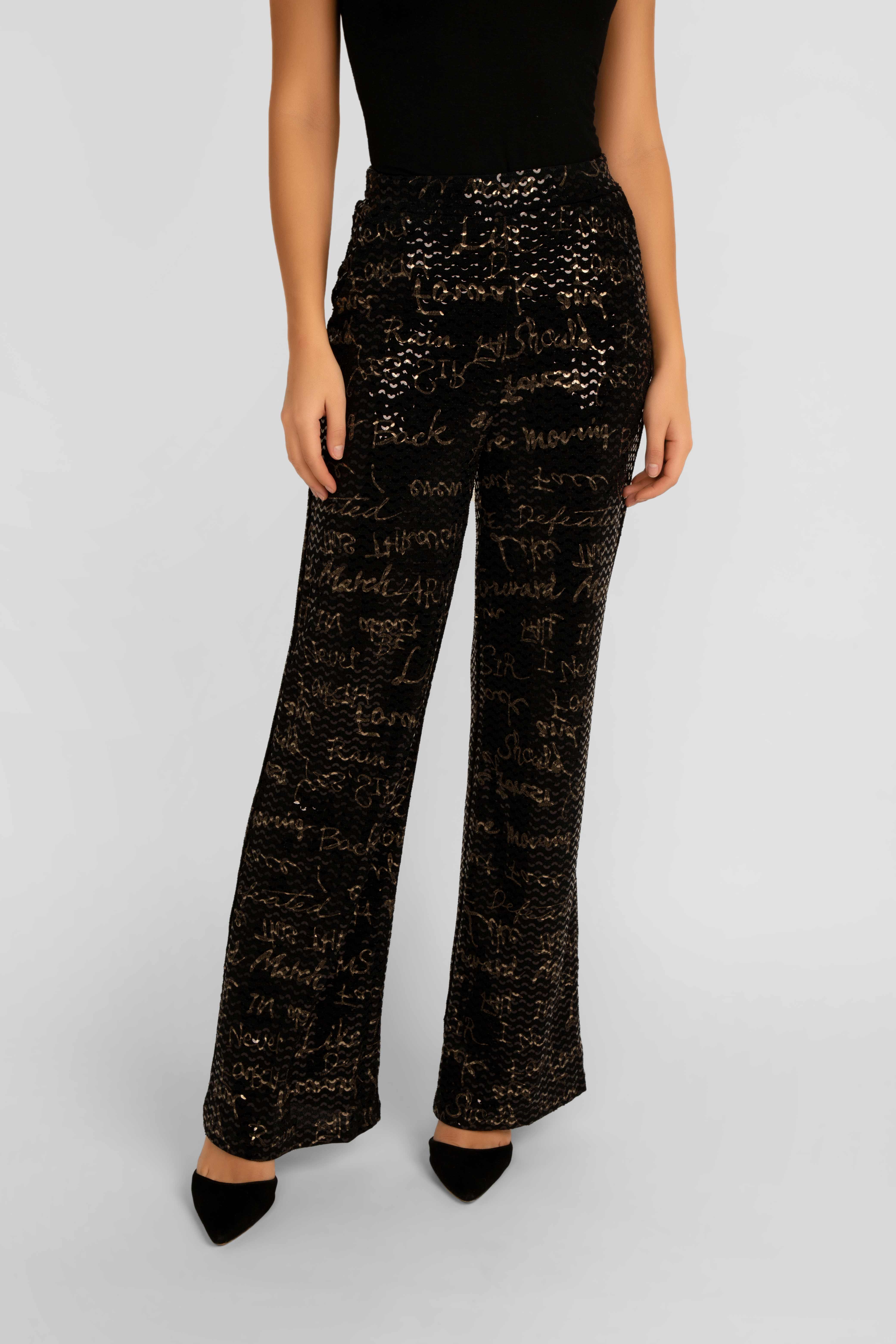 Foil Print Wide Leg Pants