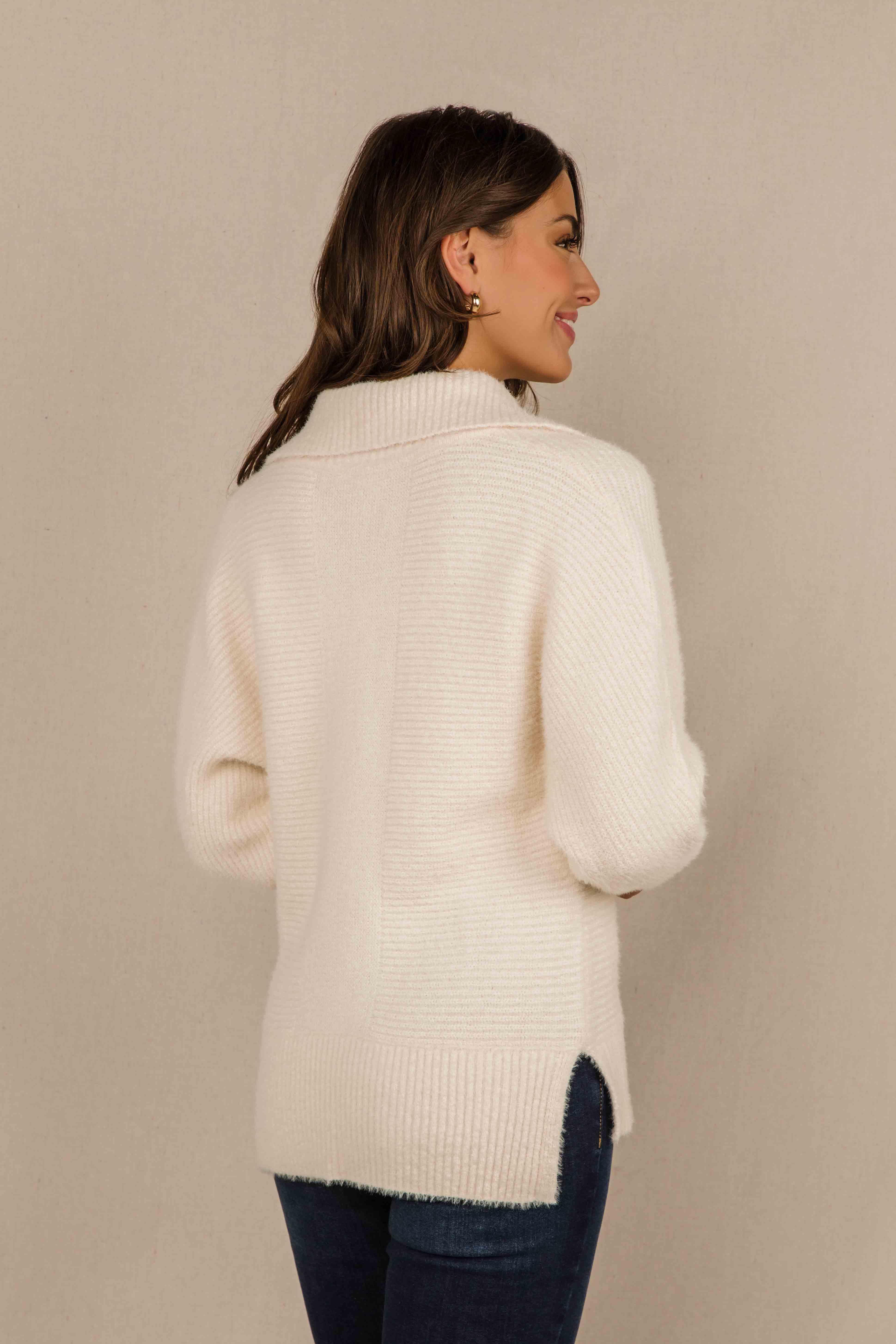 Half Zip Ribbed Sweater