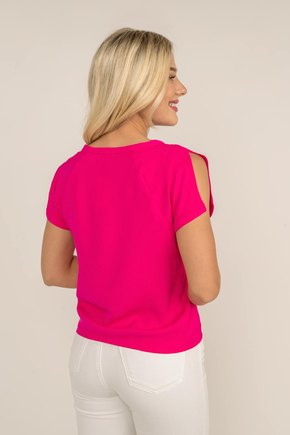 Women's Clothing FRANK LYMAN (181224) Short Sleeve Top with Side Tie in HOT_PINK
