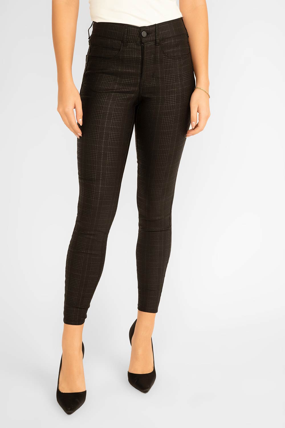 Women's Clothing FRANK LYMAN (233898U) Plaid Skinny Jeans in CHARCOAL