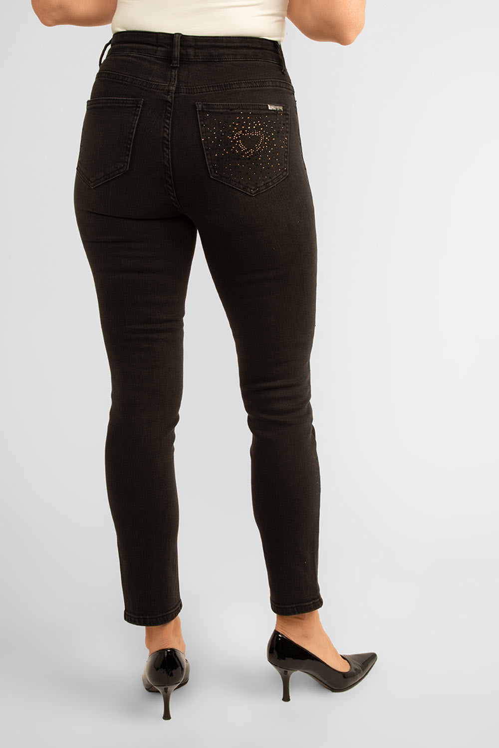Women's Clothing FRANK LYMAN (234127U) Rhinestone Slim Fit Jeans in BLACK/COPPER