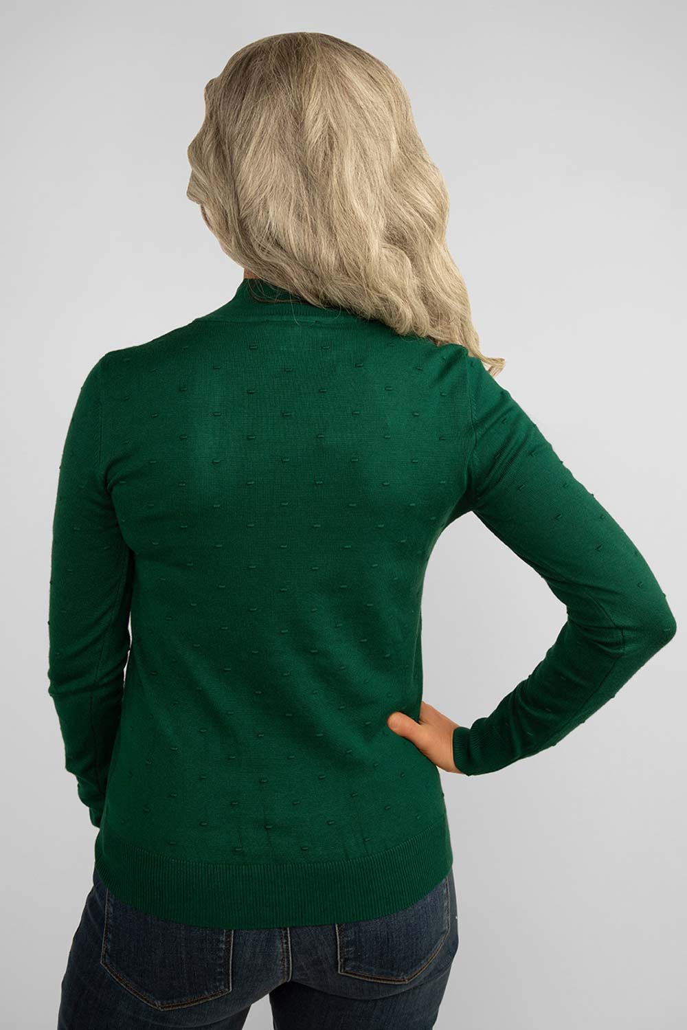 Women's Clothing CARRE NOIR (6603)  Lightweight Polka Dot Sweater in GREEN