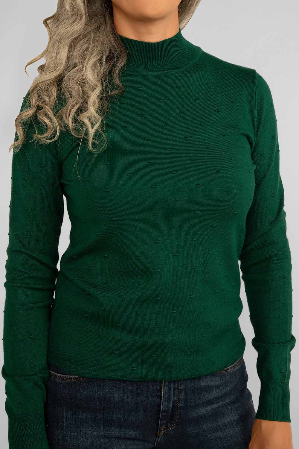 Women's Clothing CARRE NOIR (6603)  Lightweight Polka Dot Sweater in GREEN