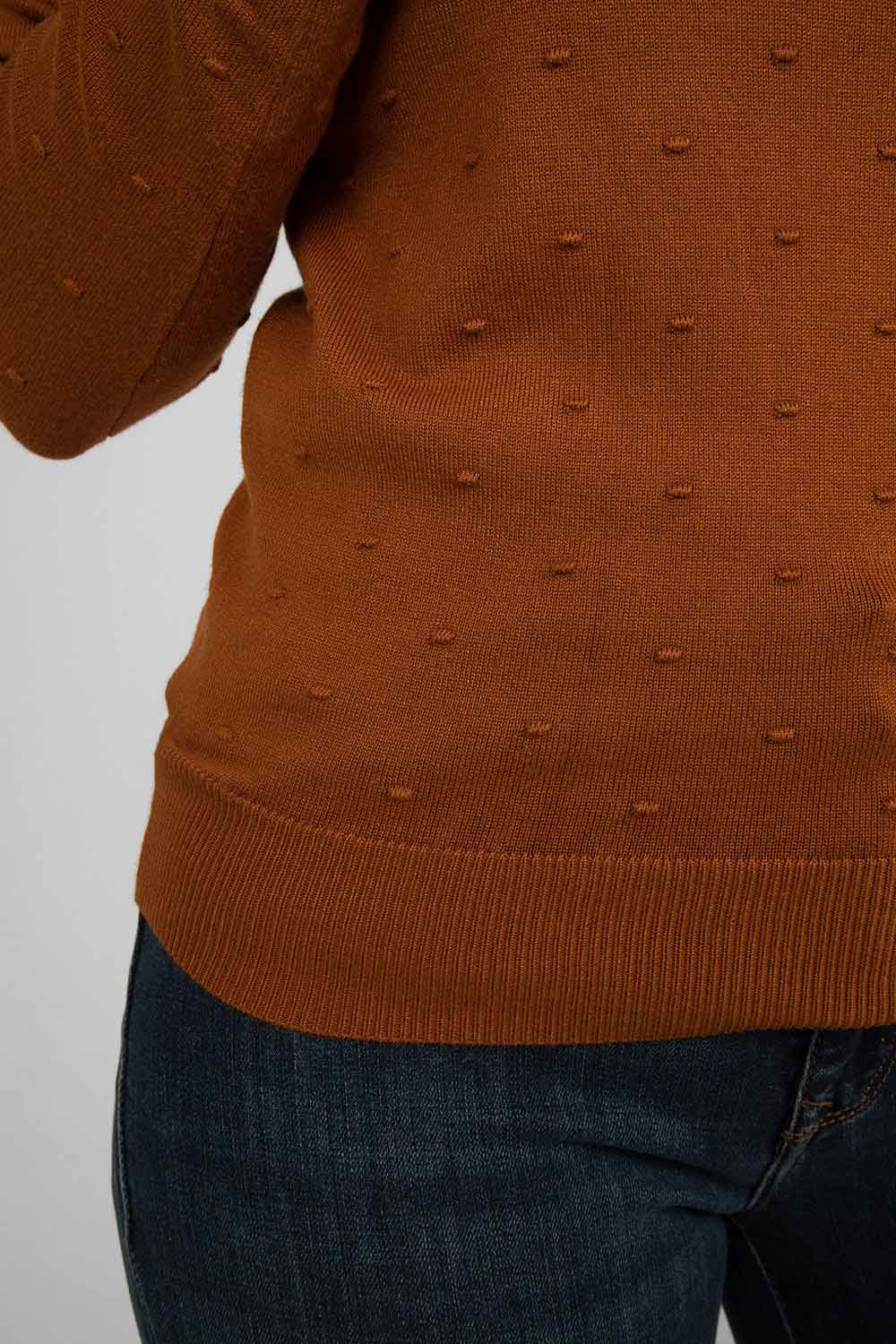 Women's Clothing CARRE NOIR (6603)  Lightweight Polka Dot Sweater in TOBACCO