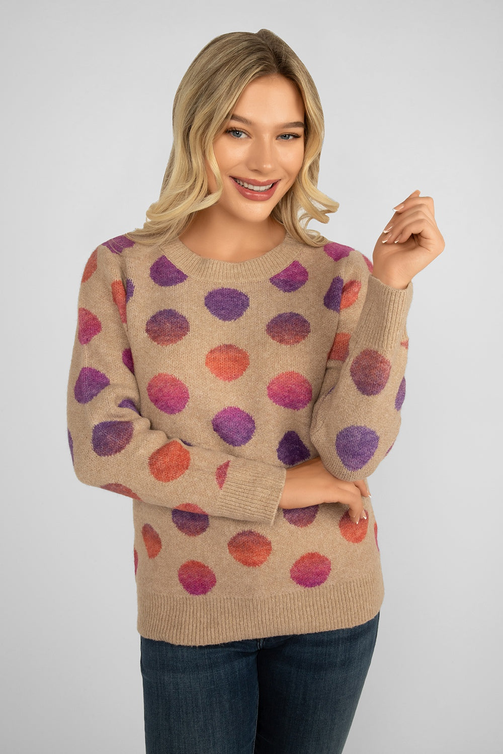 Women's Clothing EVIDENCE (91717) Polka Dot Sweater in MULTICIRCLES