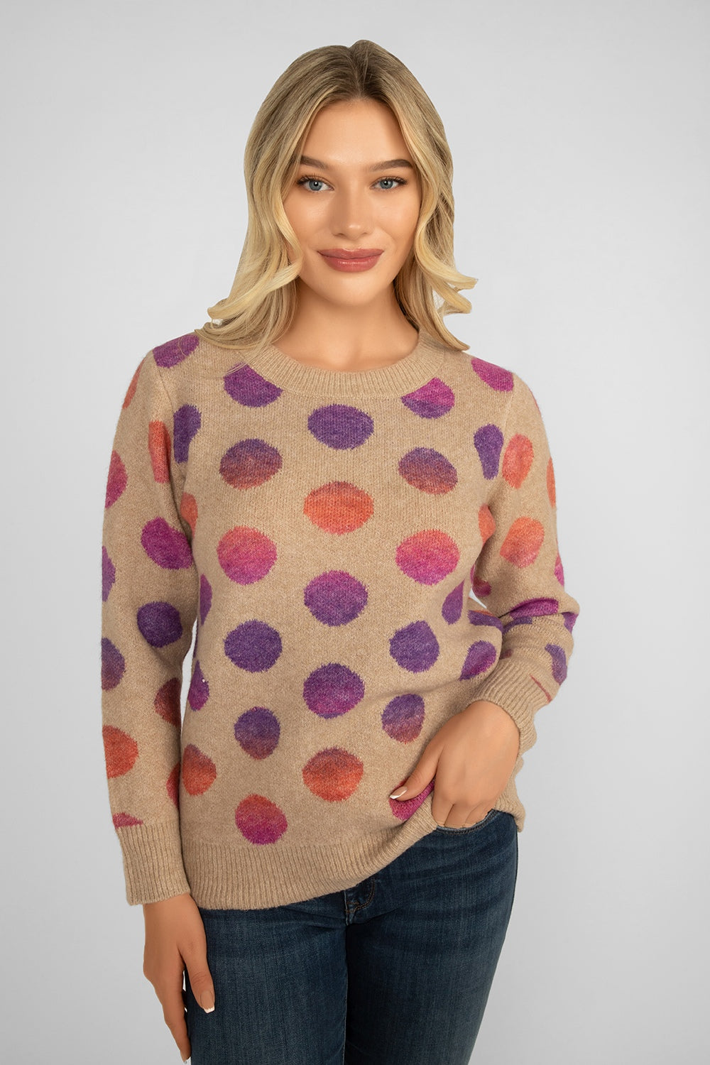 Women's Clothing EVIDENCE (91717) Polka Dot Sweater in MULTICIRCLES