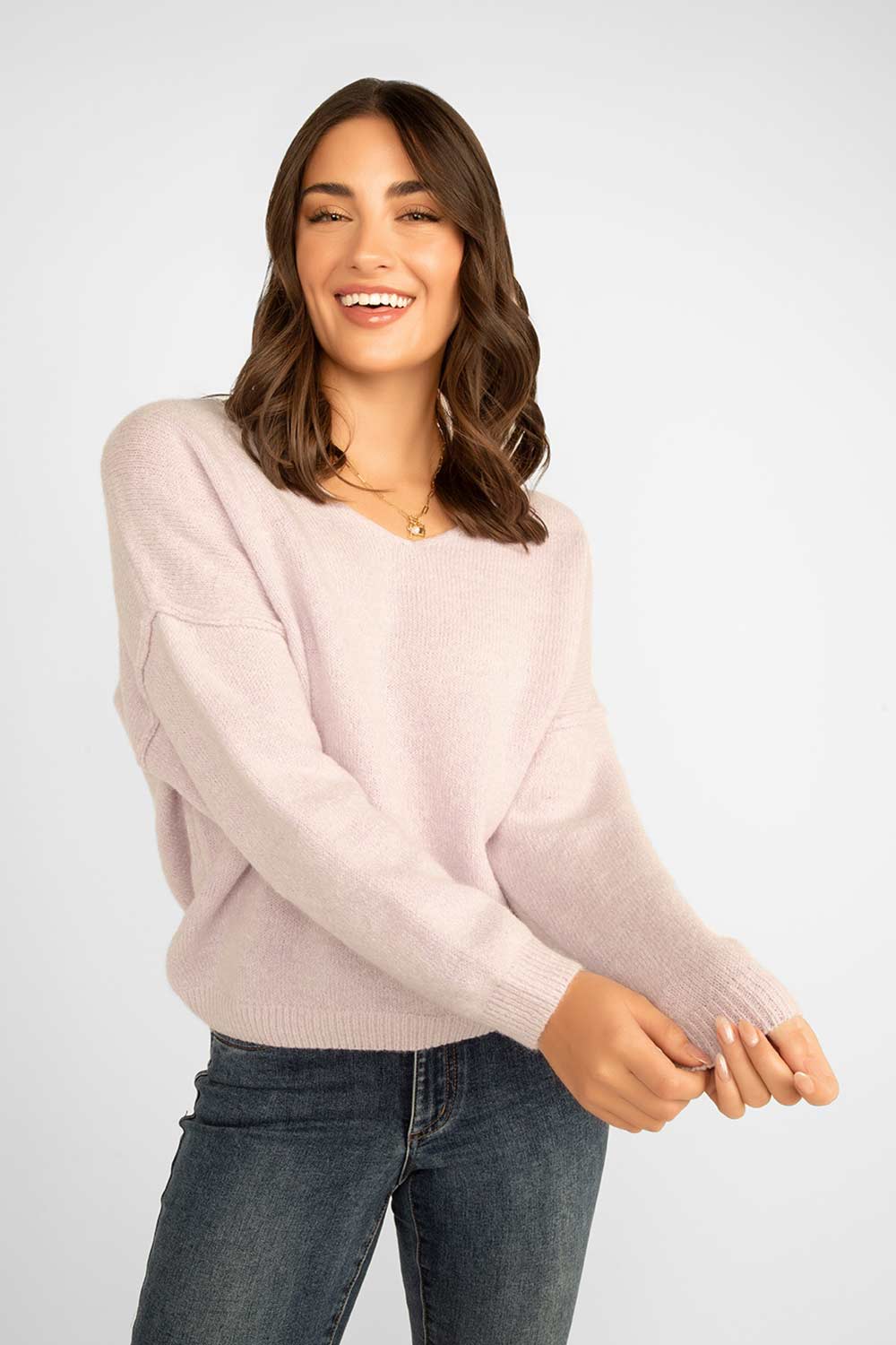 Women's Clothing ESQUALO (F2302505) V-neck Sweater in LILAC