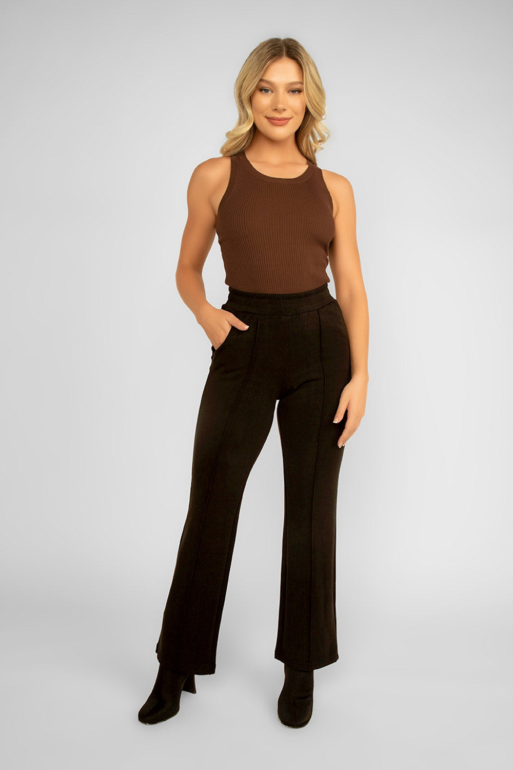 Women's Clothing ESQUALO (F2305504) Flare Modal Trousers in BLACK