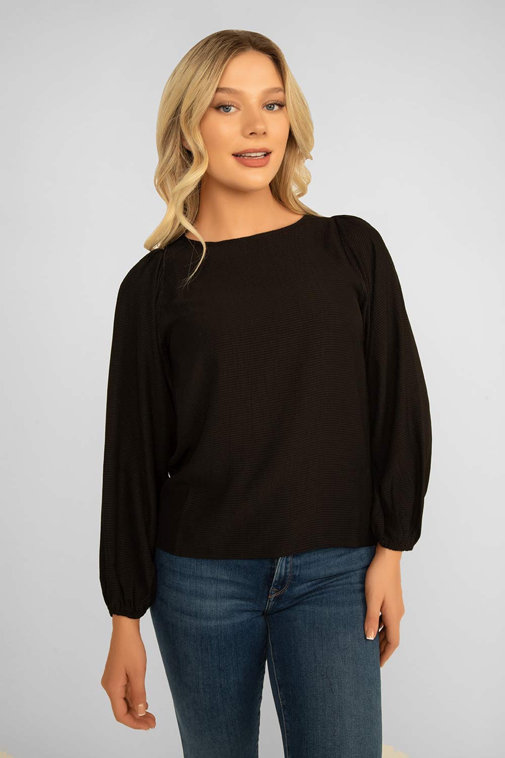 Women's Clothing ESQUALO (F2315512) Pullover Textured Blouse in BLACK