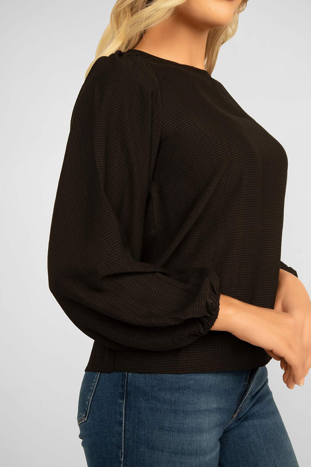 Women's Clothing ESQUALO (F2315512) Pullover Textured Blouse in BLACK