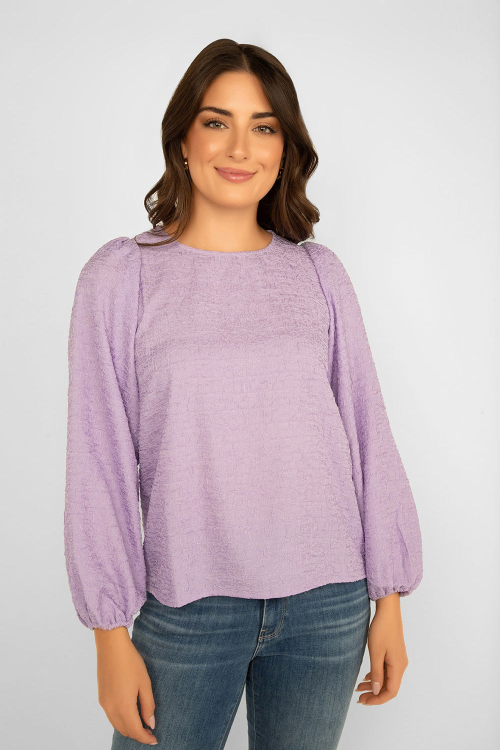 Women's Clothing ESQUALO (F2315520) Long Sleeve Crinkle Blouse in LILAC