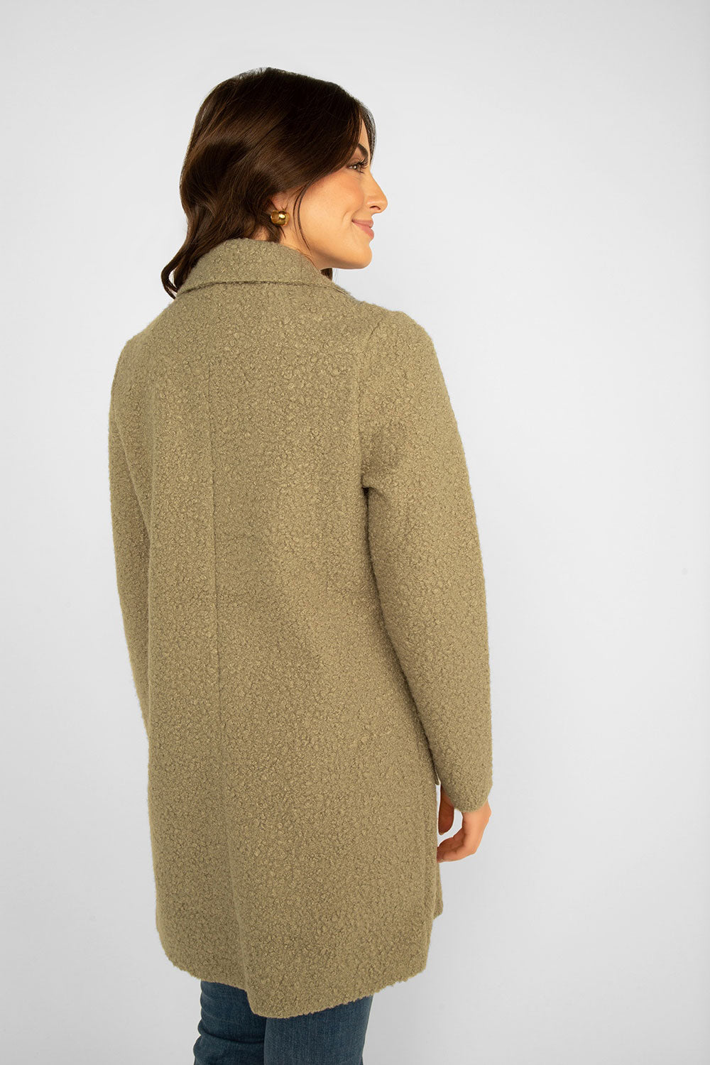 Women's Clothing ESQUALO (F2317519) Long Boucle Coat in ARMYGREEN