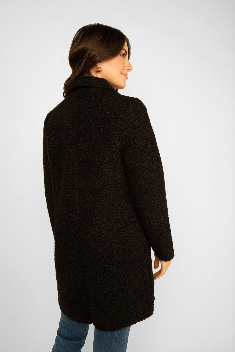Women's Clothing ESQUALO (F2317519) Long Boucle Coat in BLACK