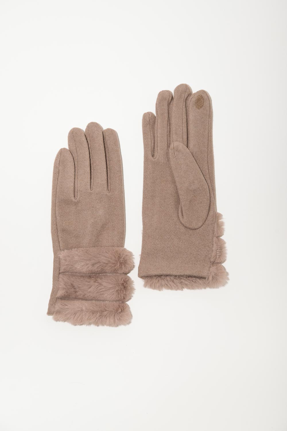 Women's Accessories CAMILLE AND CO. (G1135) Faux Fur Trim Gloves in BEIGE