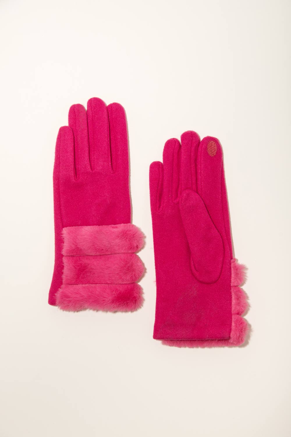 Women's Accessories CAMILLE AND CO. (G1135) Faux Fur Trim Gloves in PINK