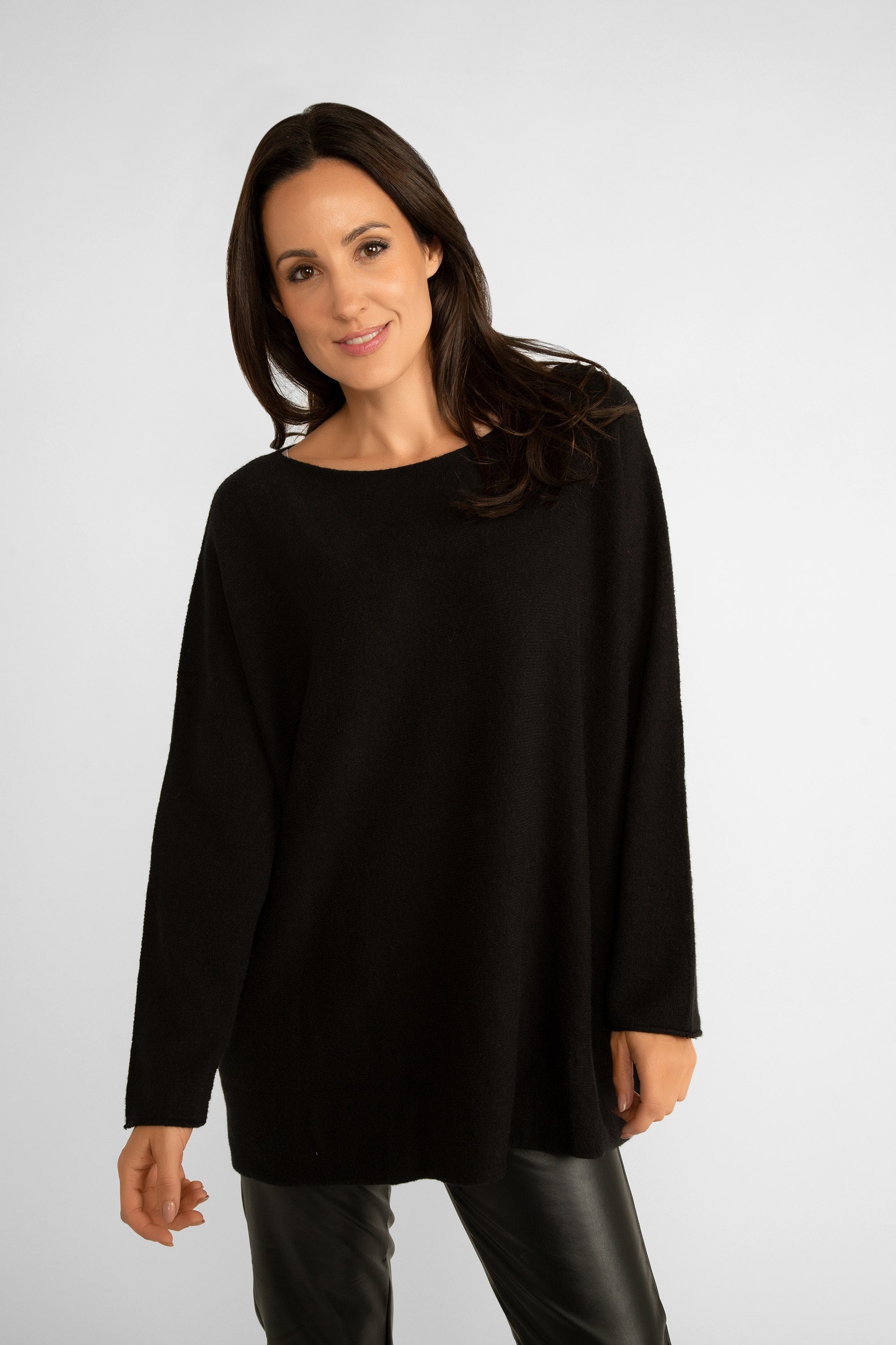 Me & Gee (18-23N3495) Women's Long Sleeve Relaxed Fit Marled Sweater in Black