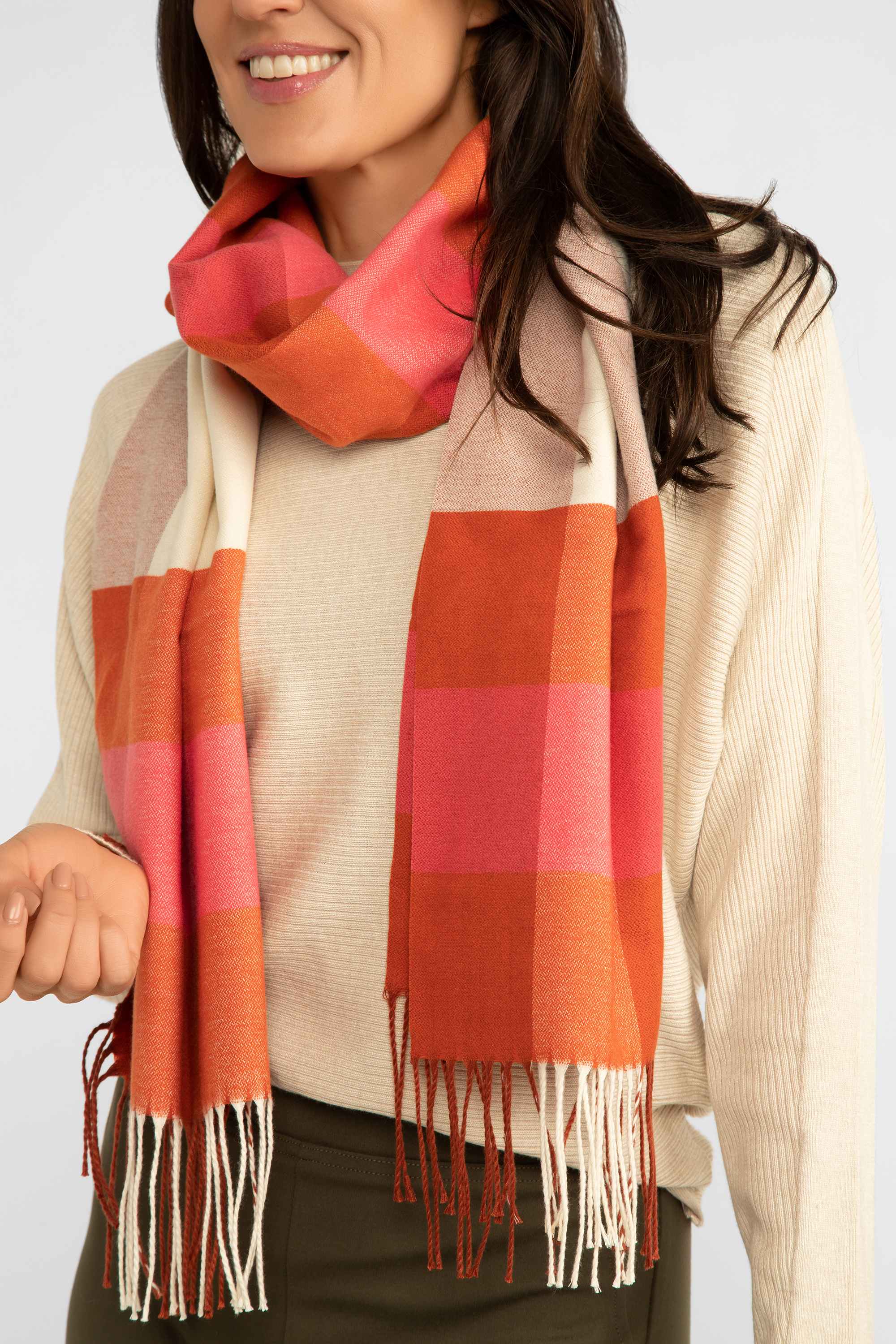 Blocked Plaid Scarf