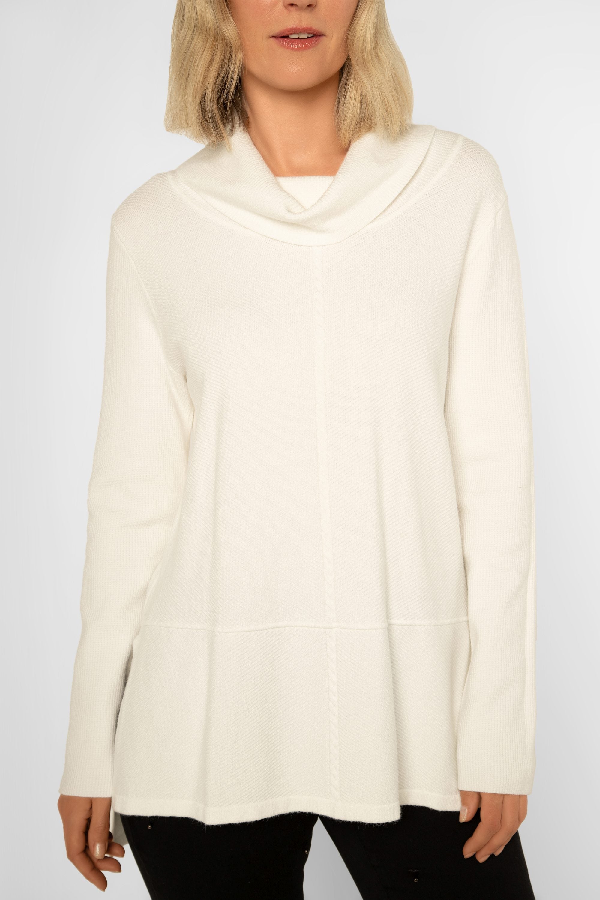 Picadilly (LK296) Women's Long Sleeve Cowl Neck Tunic Sweater in Off White