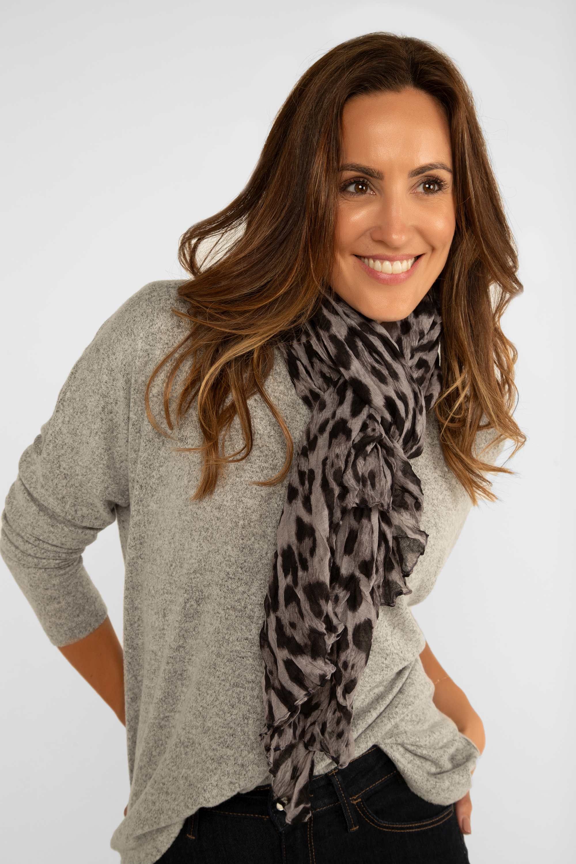 Crinkle Leopard Scarf 30 X 70