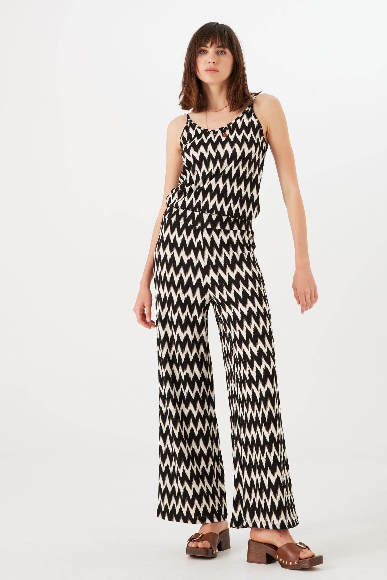 High Rise Wide Leg Printed Pants