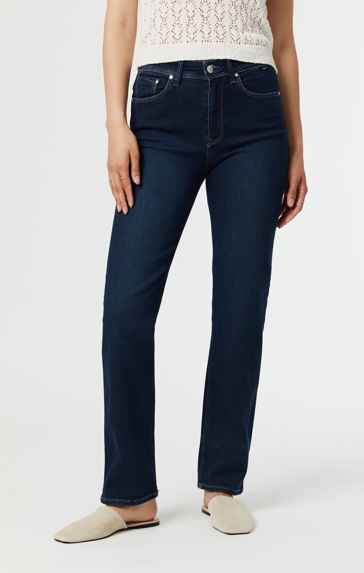 Mavi Paris Slim Straight Leg Jeans - Deep Brushed Indigo Shape