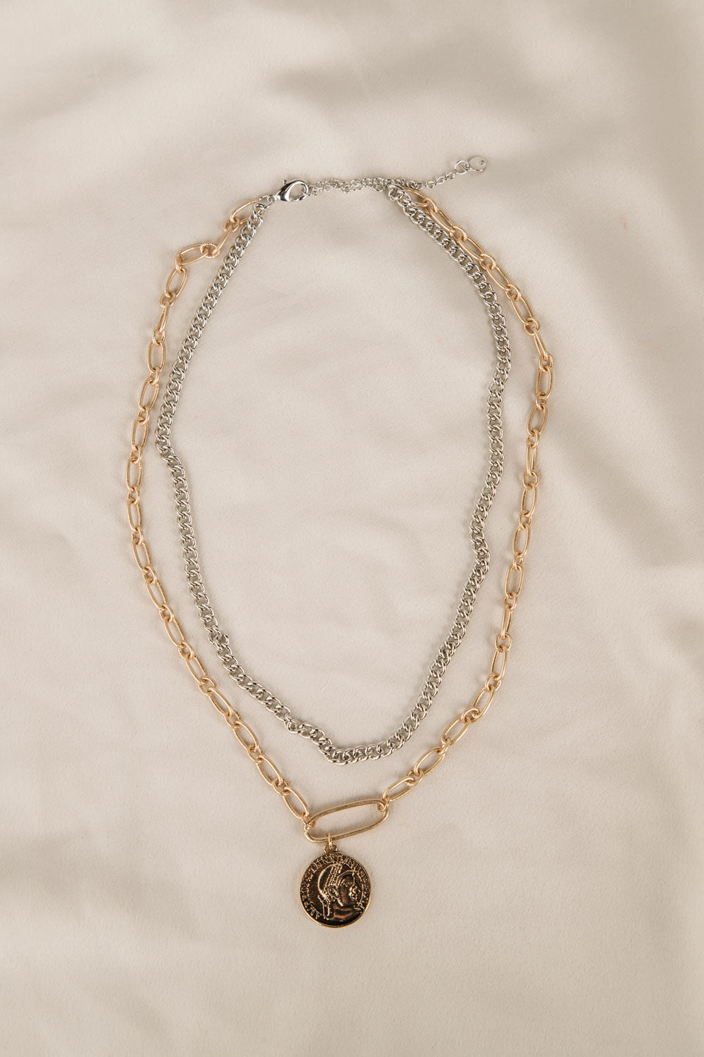 Double Strand Chain & Coin Necklace