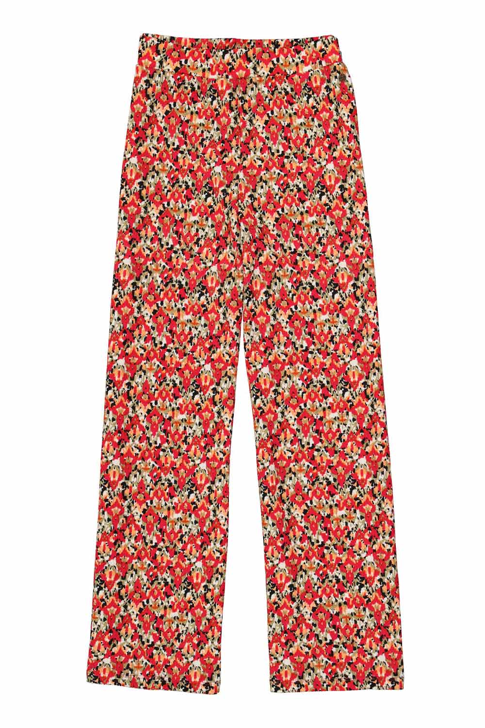 Garcia (O40115) Women's Pull On High Rise Wide Leg Printed Pants in Lush Pink Ditsy Floral