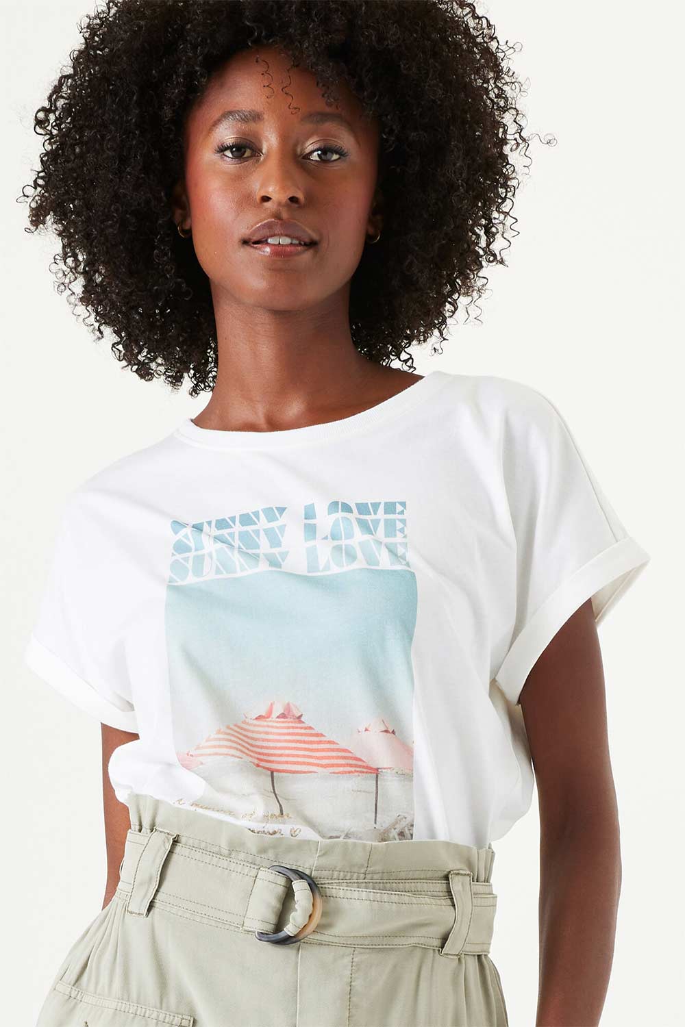 Garcia (Q40008) Women's Sunny Love Cap Sleeve Graphic T-shirt