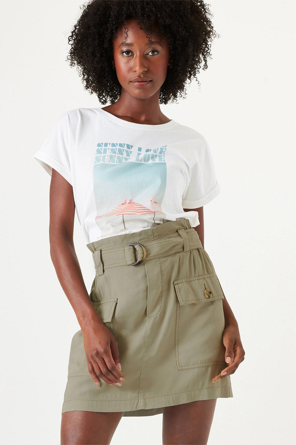 Garcia (Q40008) Women's Sunny Love Cap Sleeve Graphic T-shirt