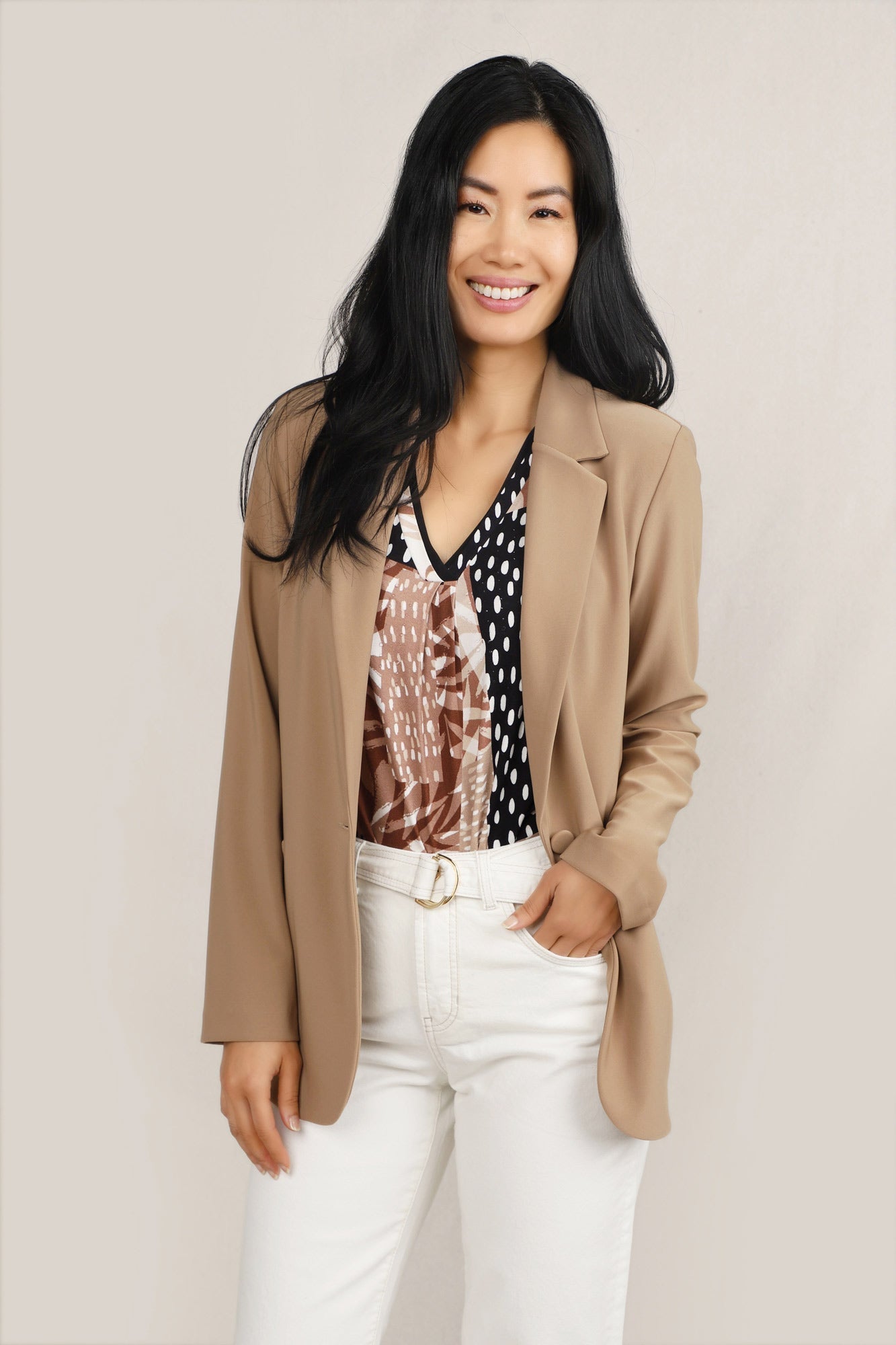 Single Button Knit Blazer