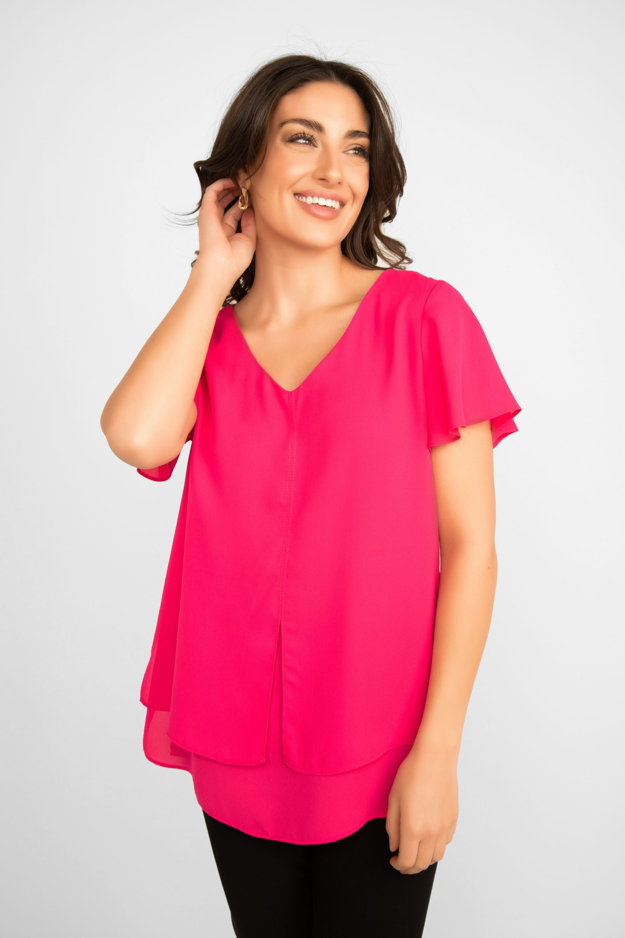 Women's Clothing FRANK LYMAN (236330) Layered Blouse in HOTPINK