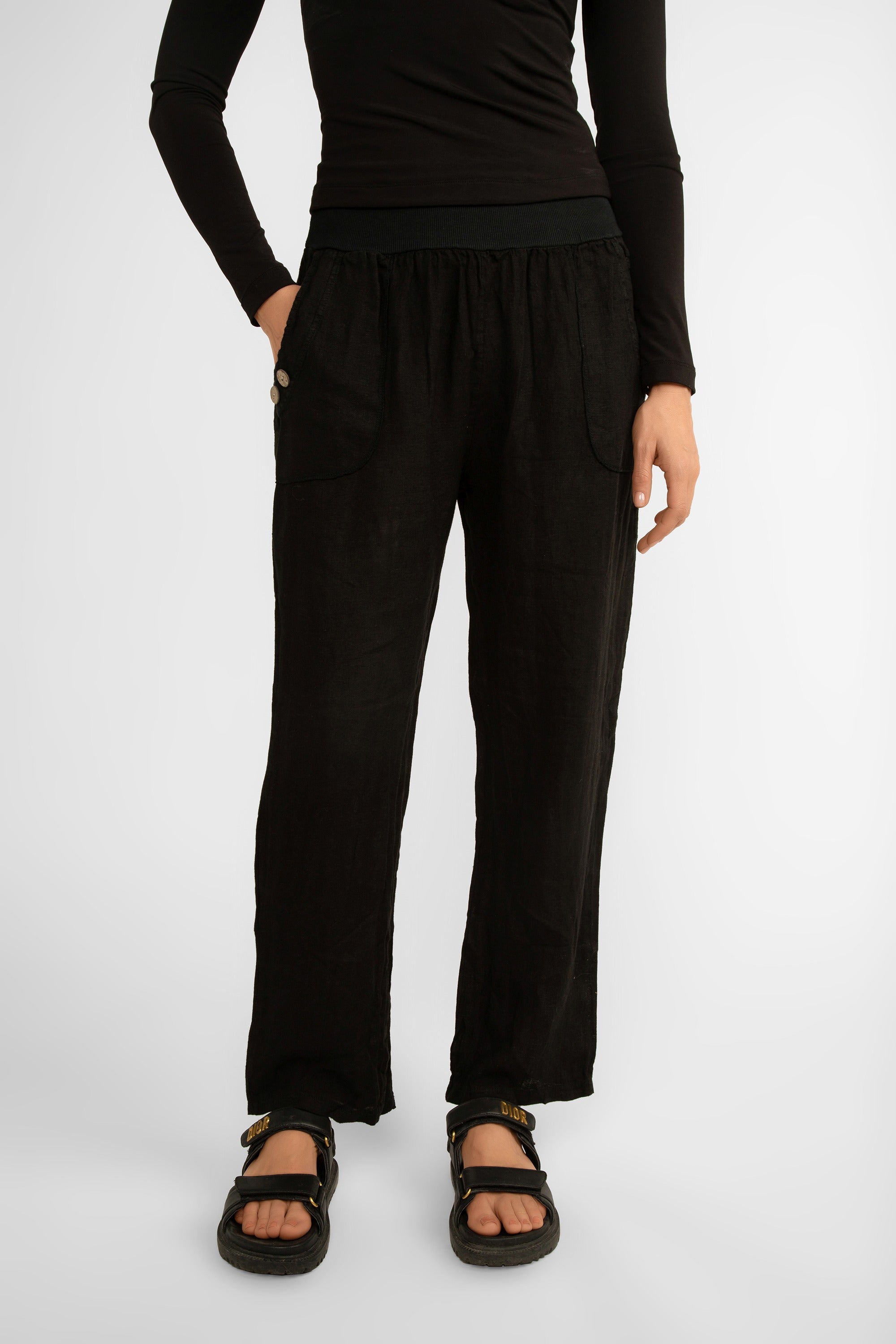 Knit Waistband Cropped Pants