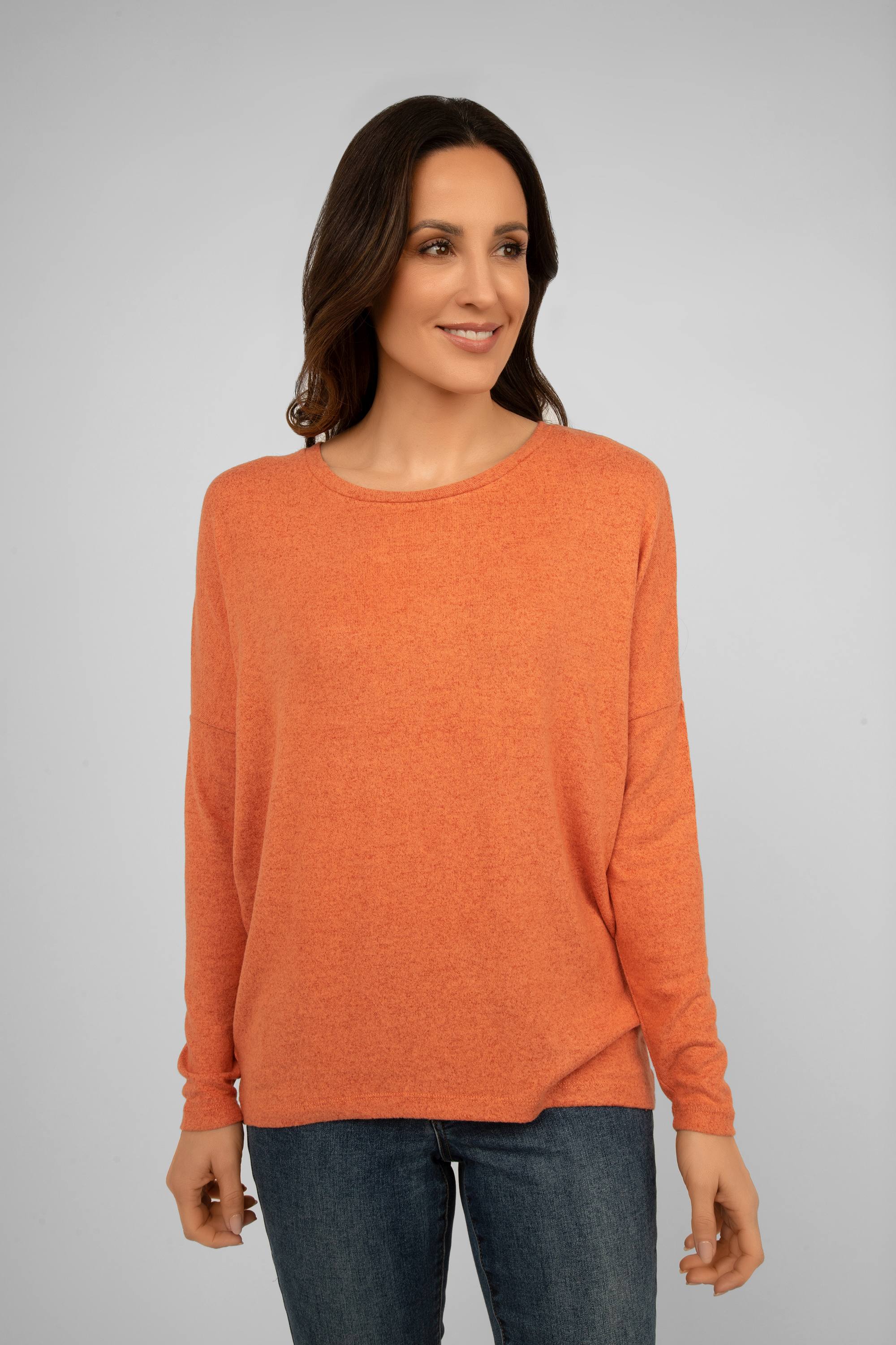 Soya Concept (24788S4) Women's Long Sleeve Brushed Knit Top in Dusty Clay Orange