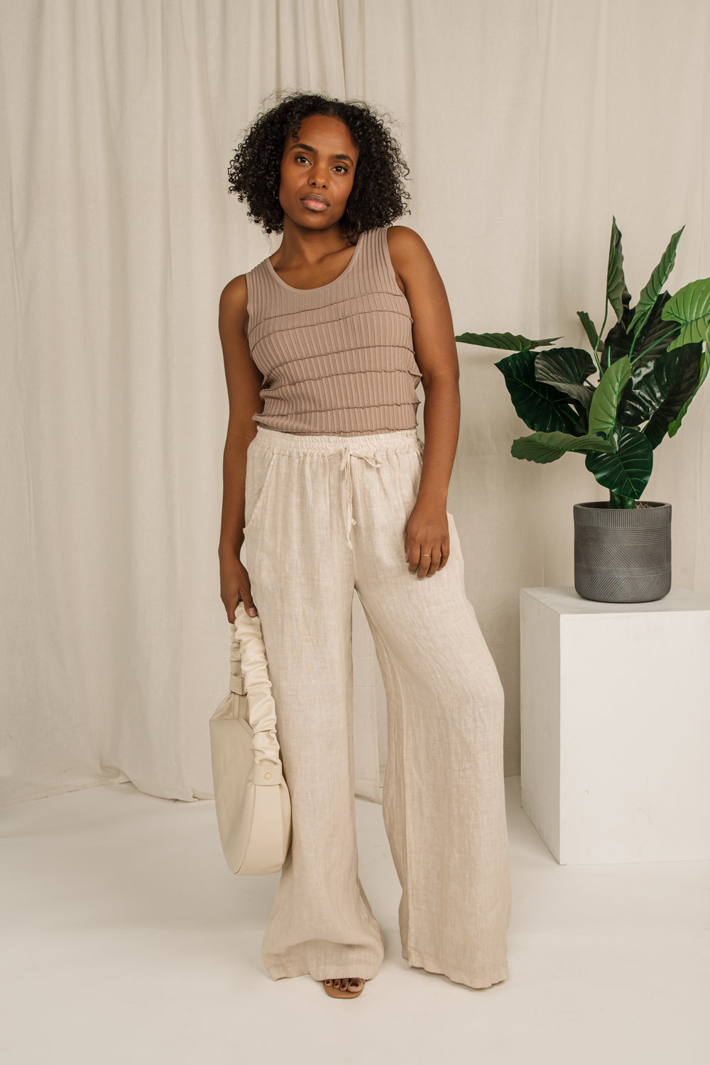 Pull On Wide Leg Linen Pants