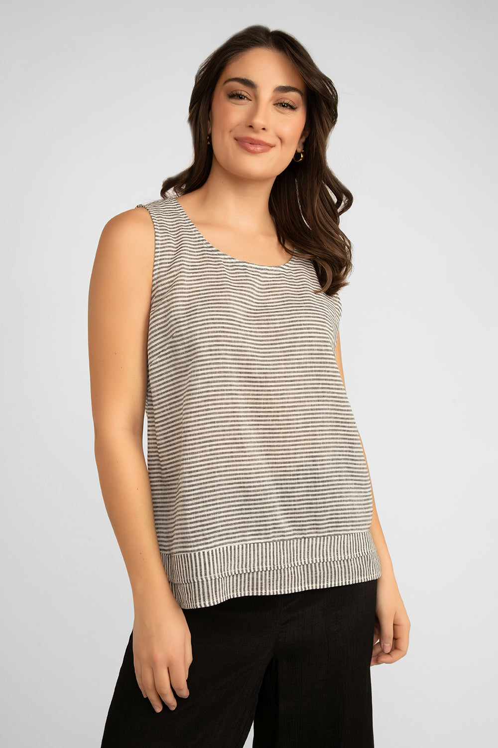 Striped Cotton Linen Tank Top