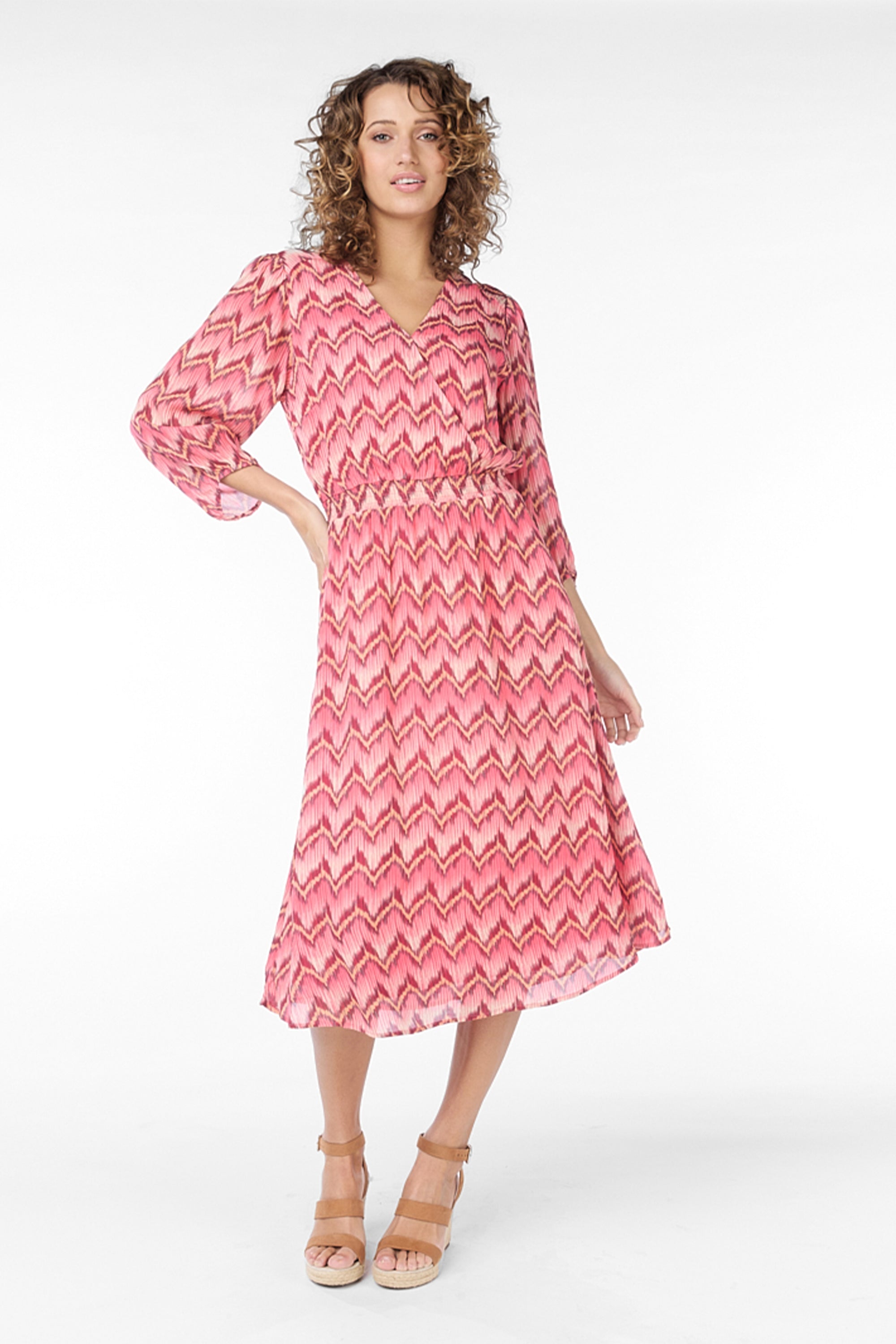 Zigzag Printed Midi Dress